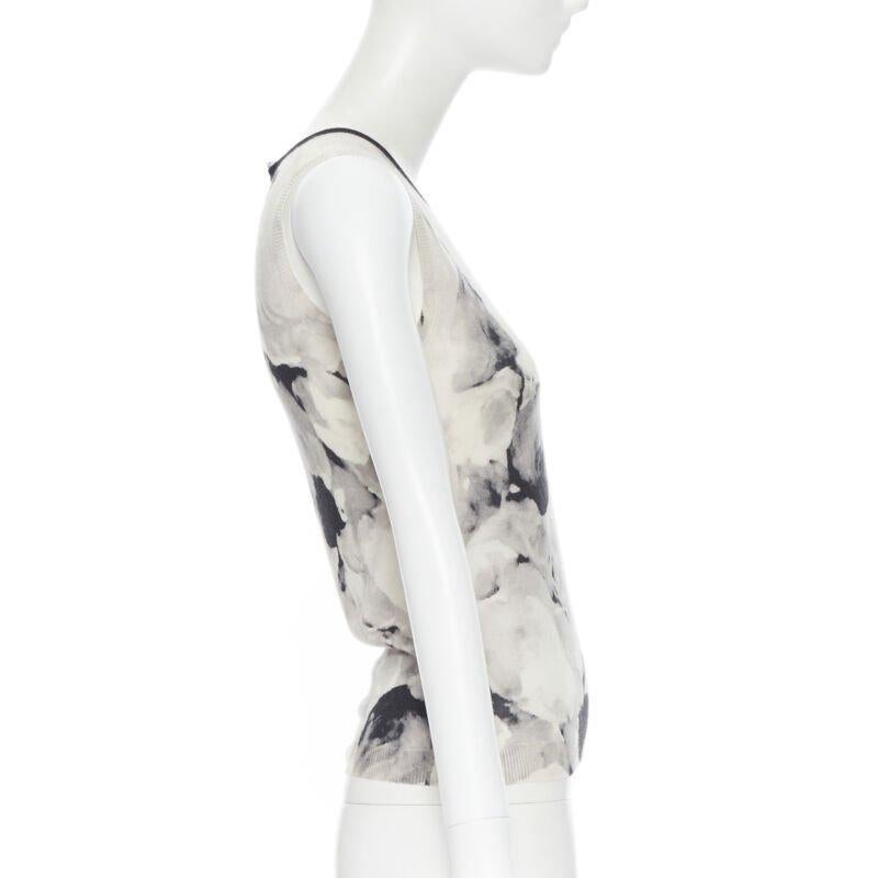 Women's CHRISTIAN DIOR cashmere silk knit floral print sleeveless vest sweater top FR36