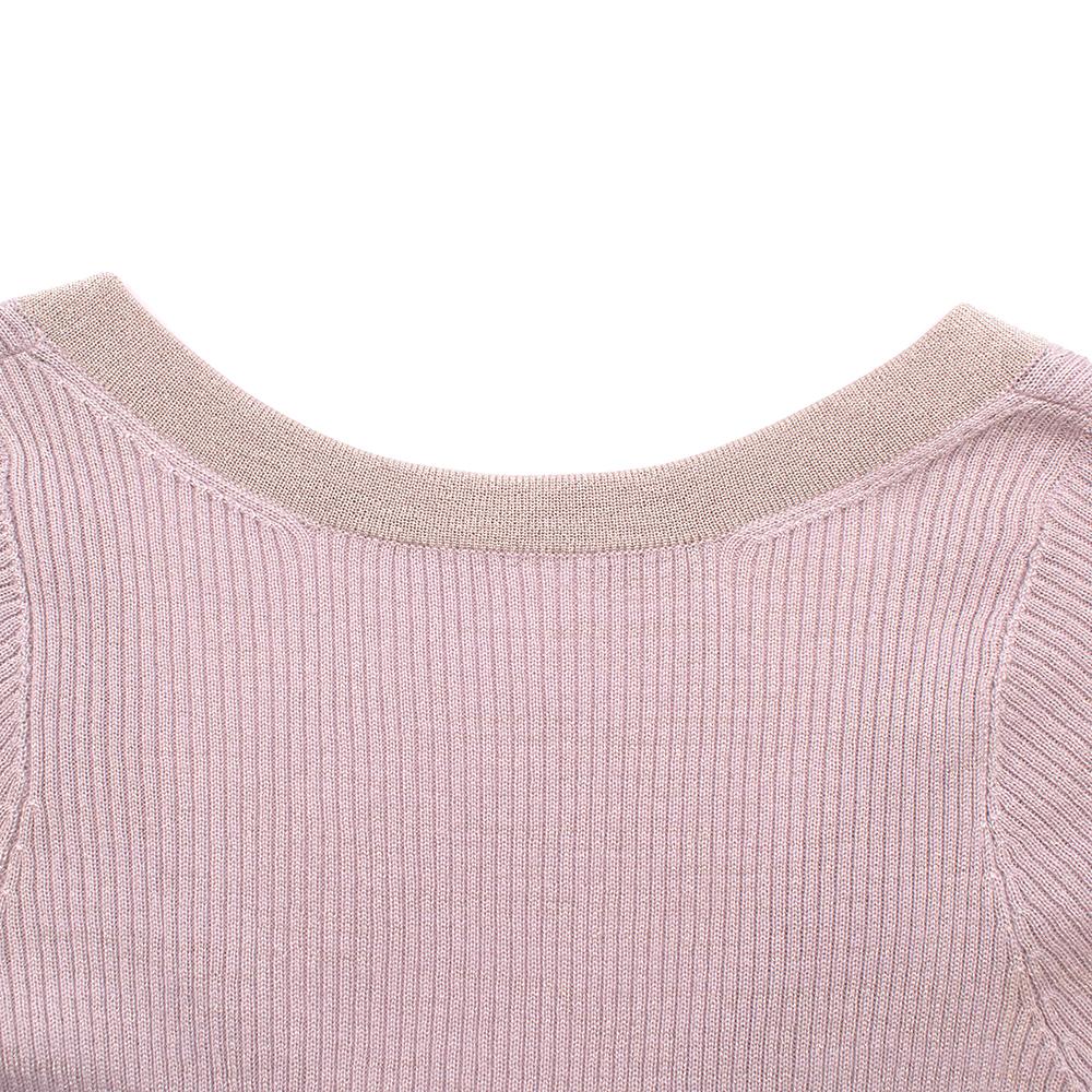 Christian Dior Cashmere & Silk Pink Lurex Knit Top - Size US 4 For Sale 1