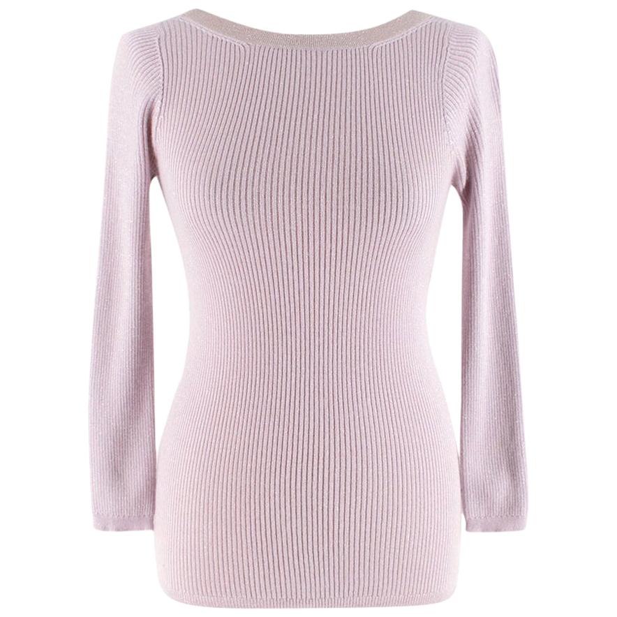 Christian Dior Cashmere & Silk Pink Lurex Knit Top - Size US 4 For Sale