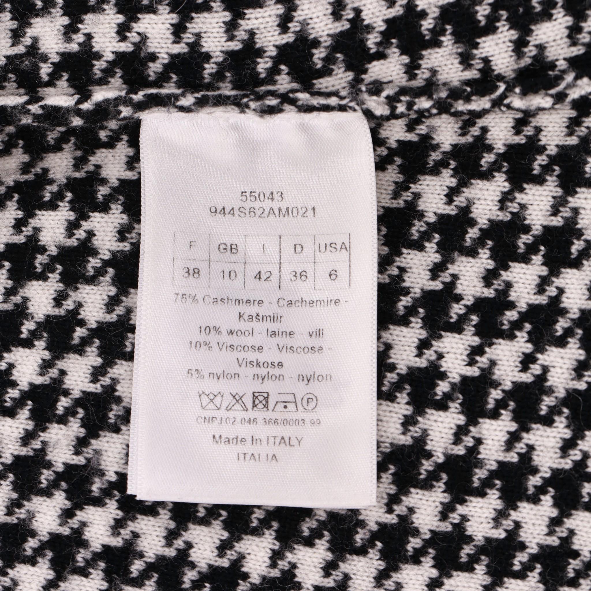 Christian Dior Cashmere & Wool Houndstooth Trousers With Logo Waistband 2