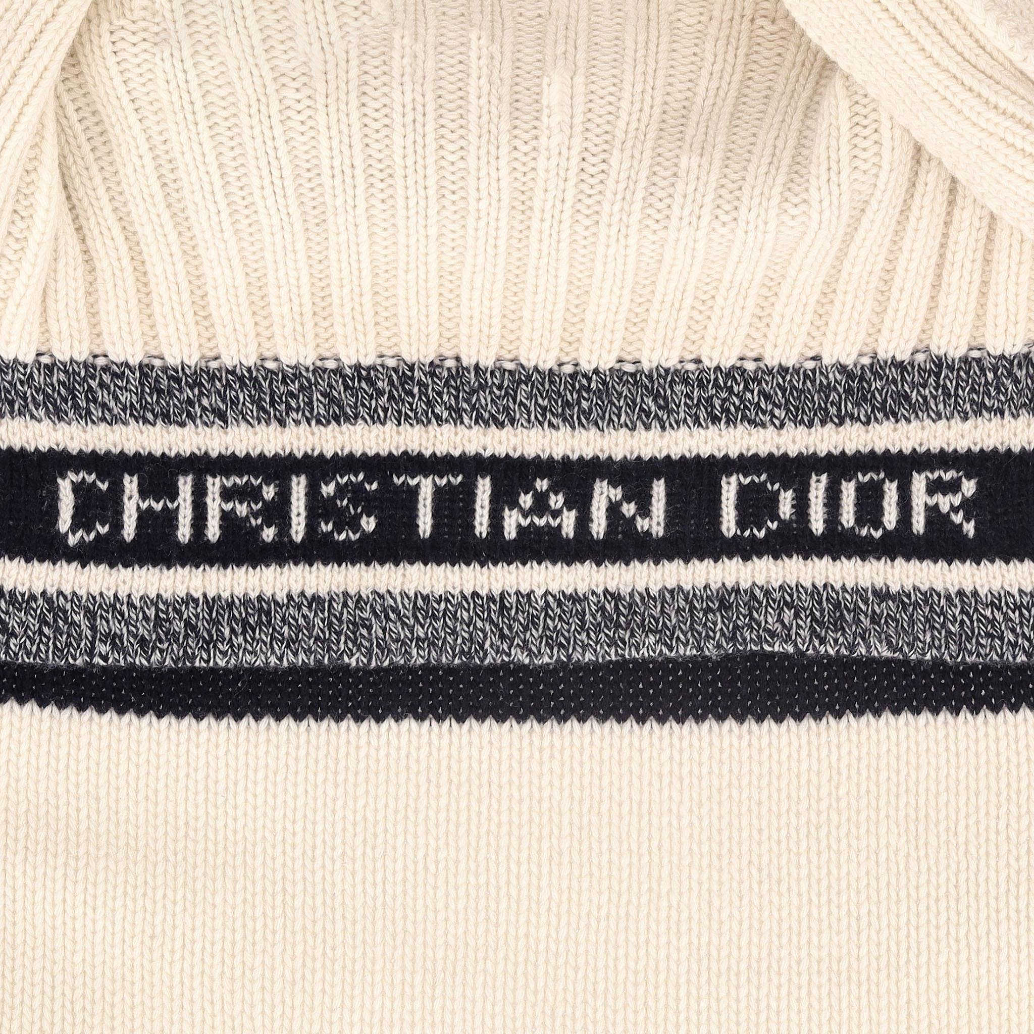 Christian Dior Kaschmir & Wolle Gestreifter Logo Cardi/Mantel Damen im Angebot