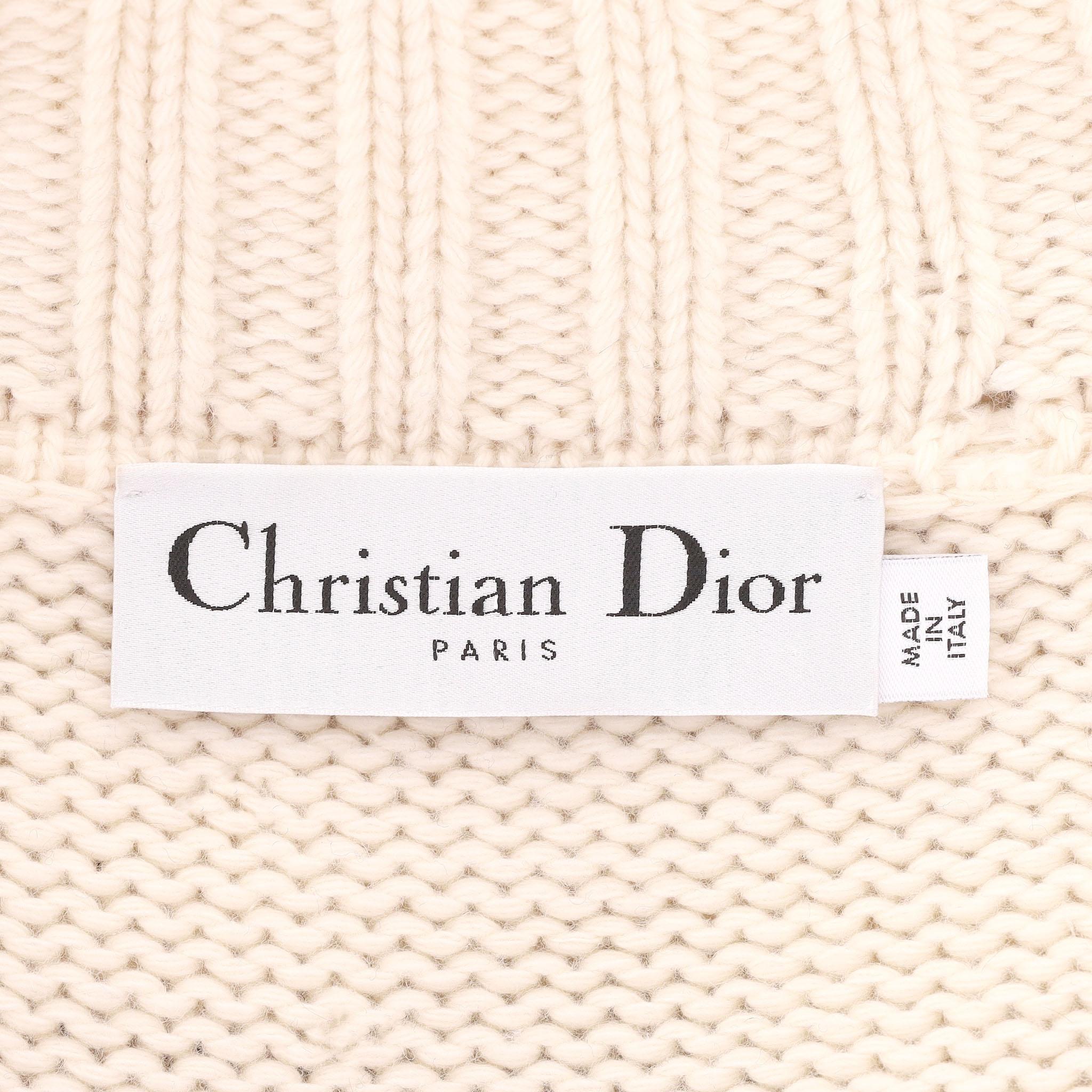 Christian Dior Kaschmir & Wolle Gestreifter Logo Cardi/Mantel im Angebot 2