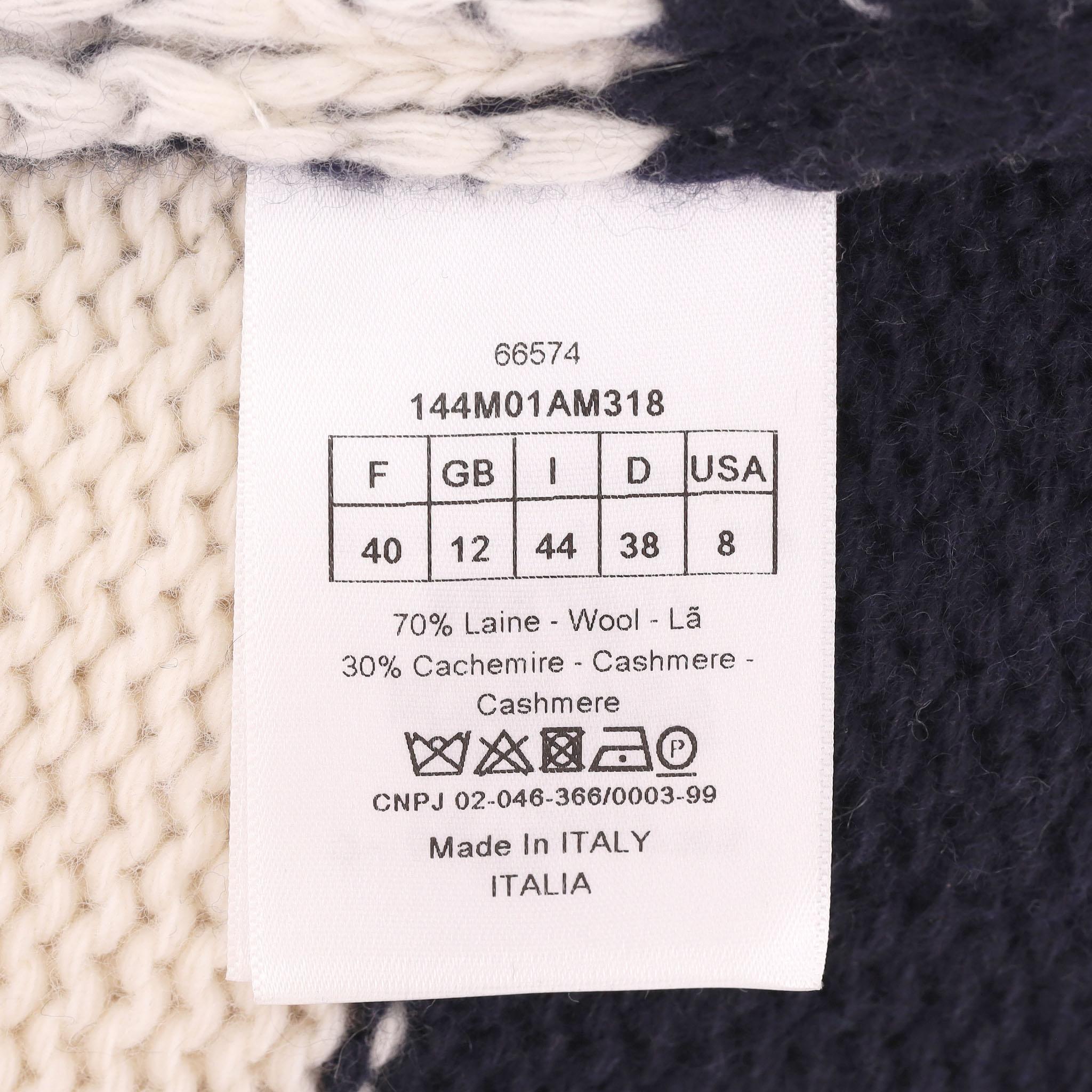 Christian Dior Kaschmir & Wolle Gestreifter Logo Cardi/Mantel im Angebot 3