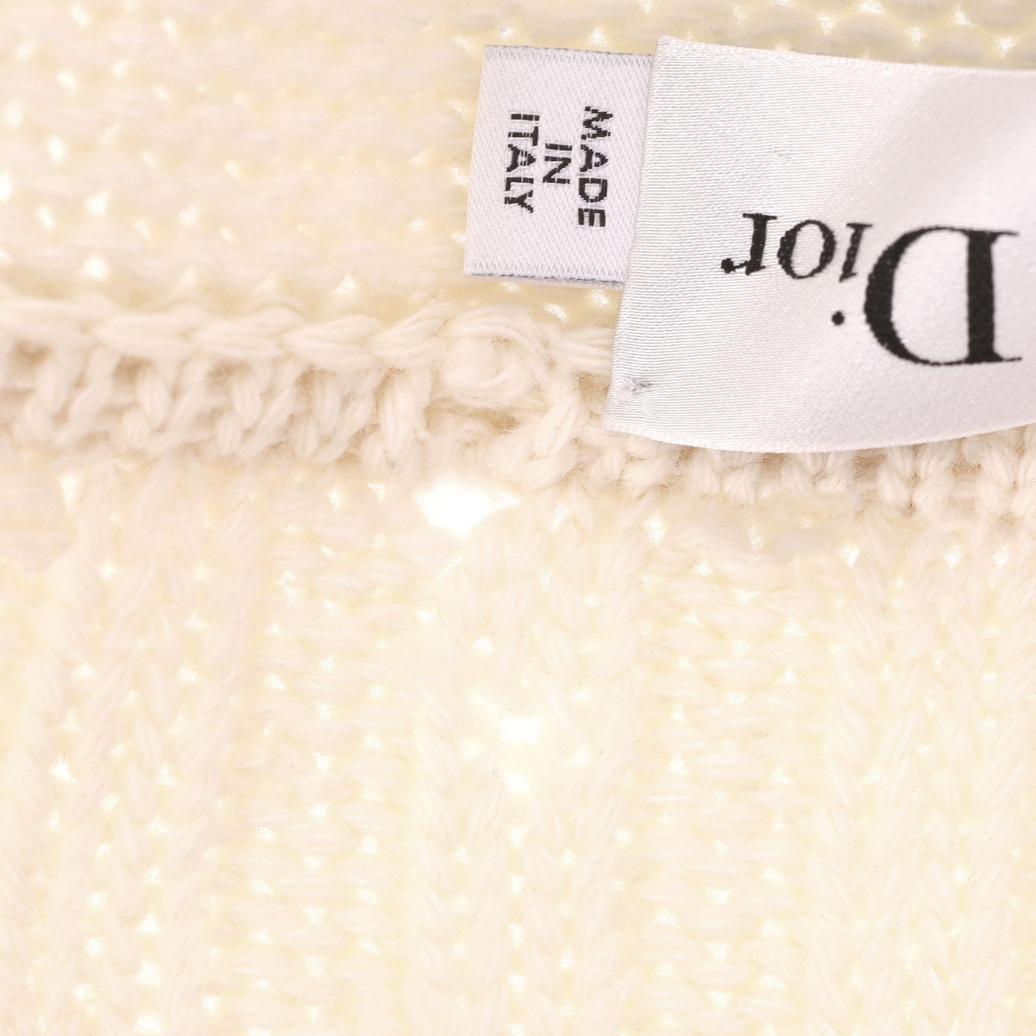 Christian Dior Kaschmir & Wolle Gestreifter Logo Cardi/Mantel im Angebot 4