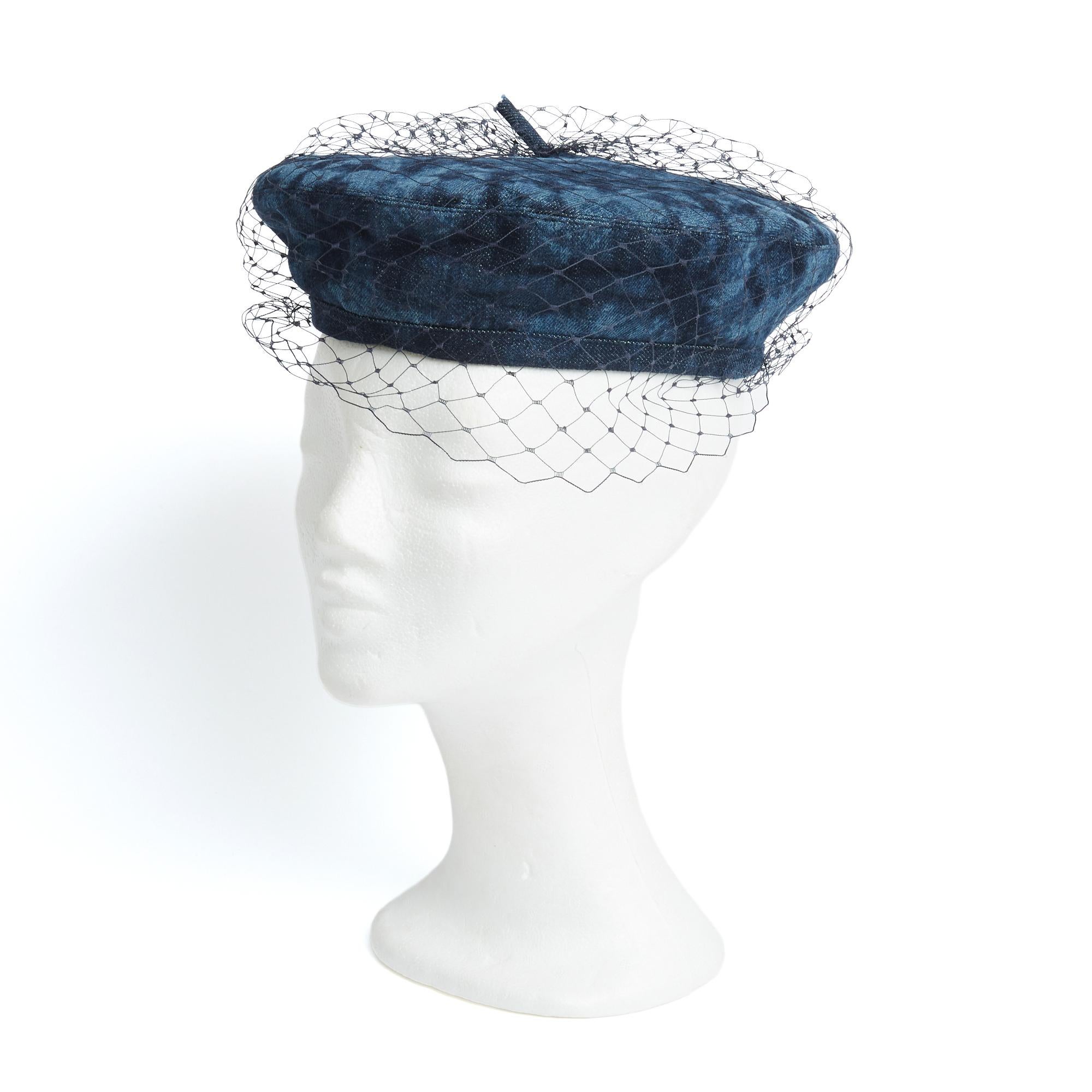 Gray Christian Dior Casquette Arty KaleiDiorscope Printed Denim Beret Size 57 NWT