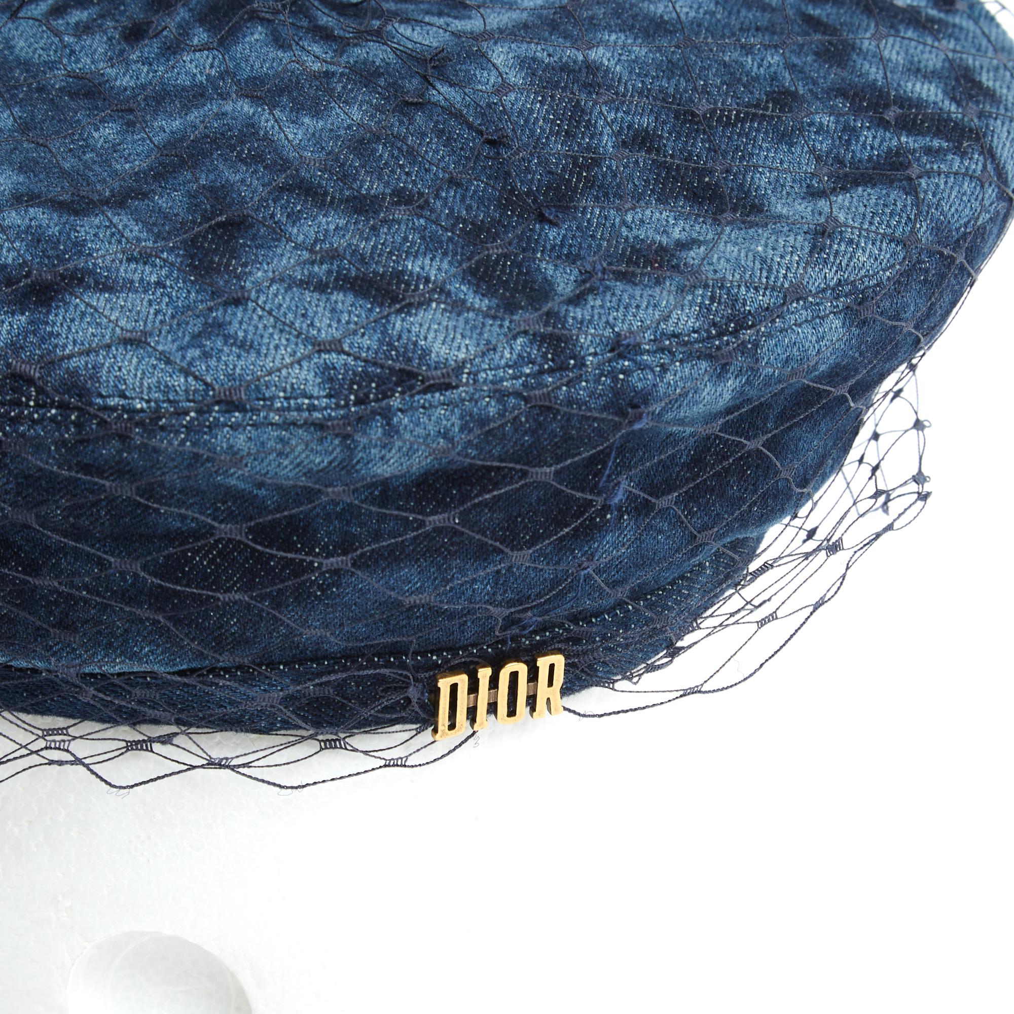 Women's Christian Dior Casquette Arty KaleiDiorscope Printed Denim Beret Size 57 NWT
