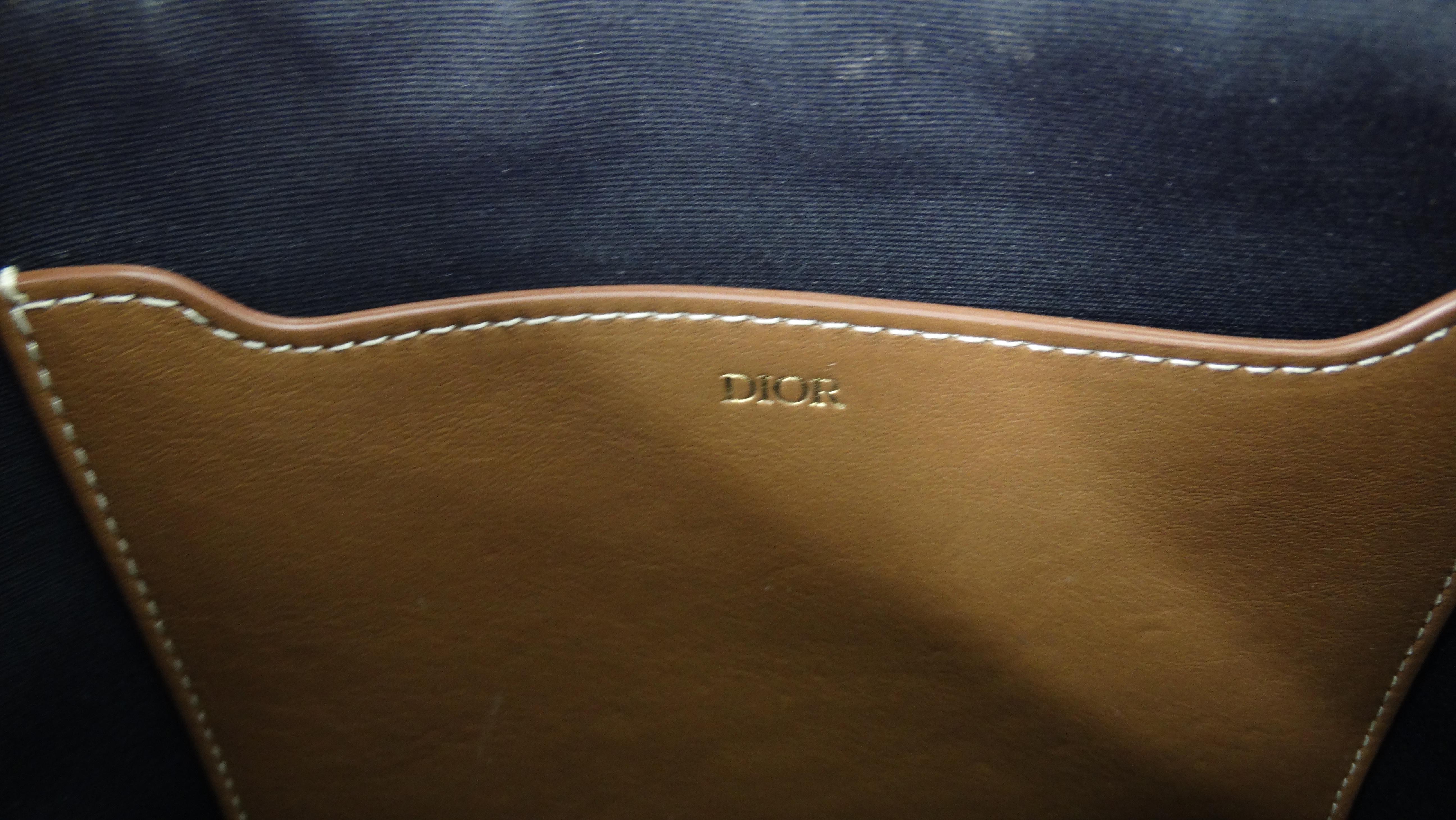 Women's or Men's Christian Dior CD Diamond Genuine Leather Pouch  For Sale