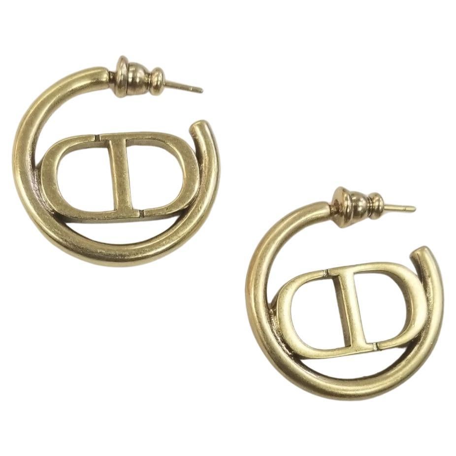 Christian Dior "CD" Hoop Earrings  For Sale