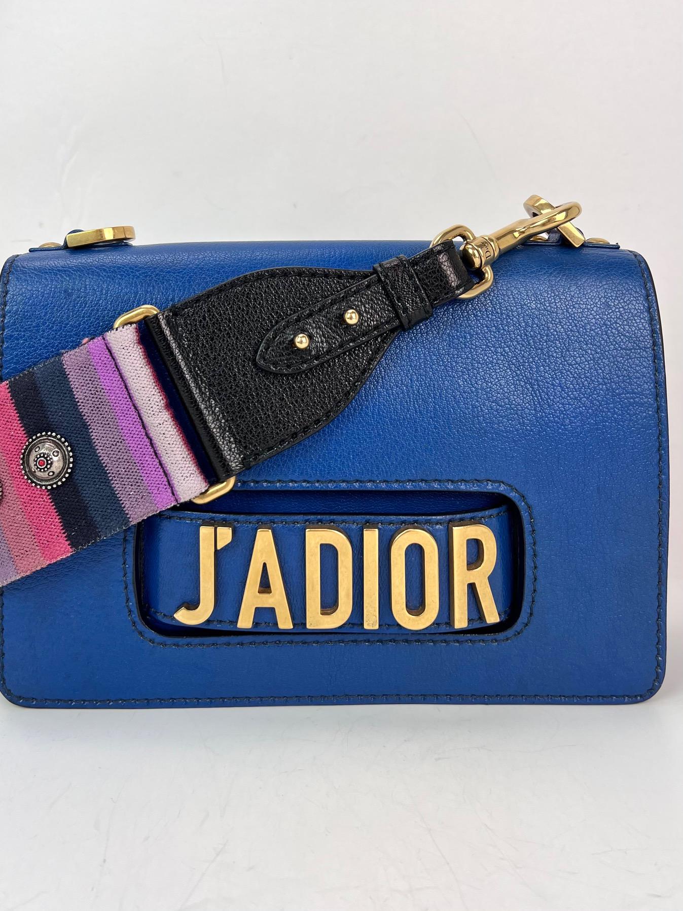 Christian Dior CD J'ADIOR Blue Flap Leather Shoulder Bag For Sale 12