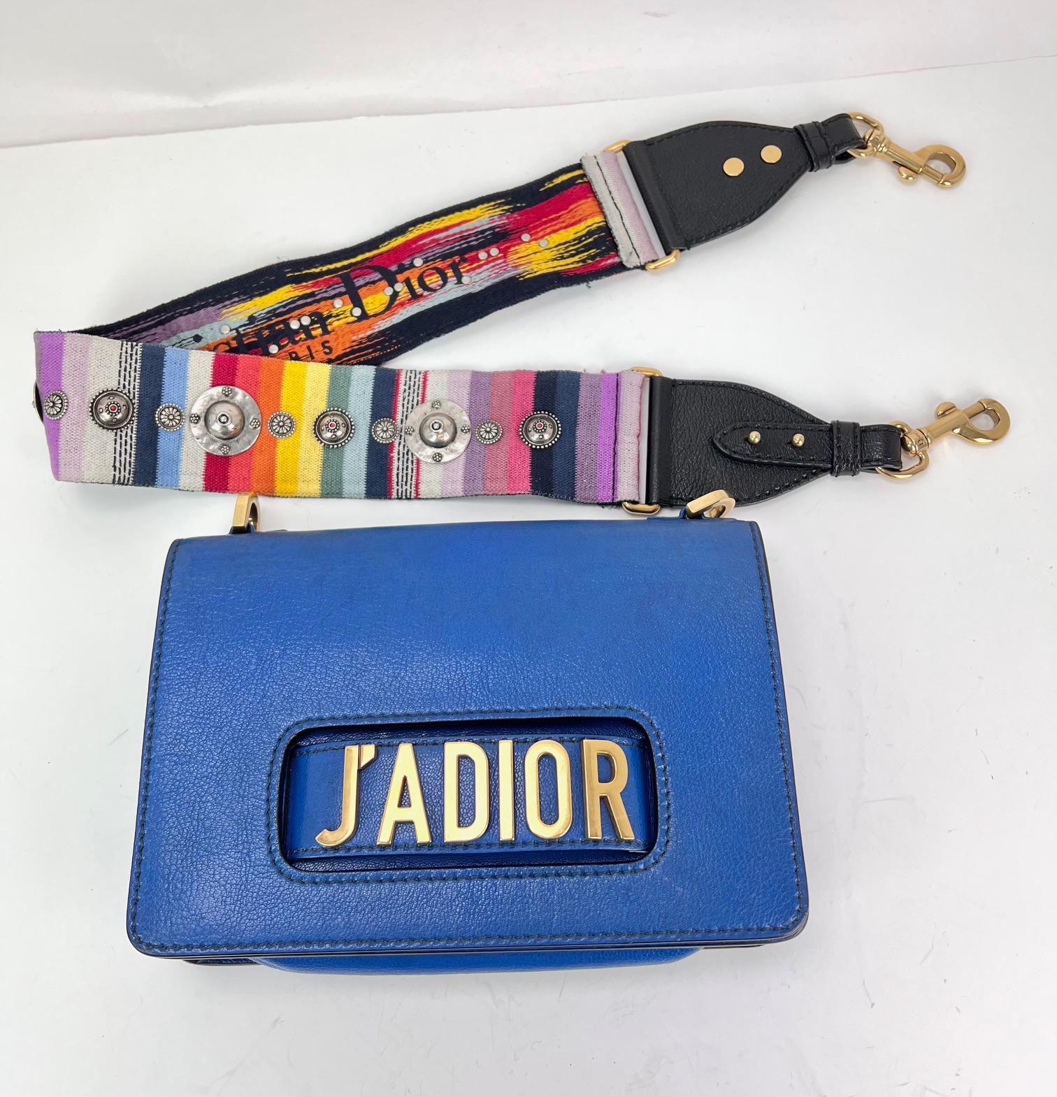 Christian Dior CD J'ADIOR Blue Flap Leather Shoulder Bag For Sale 13
