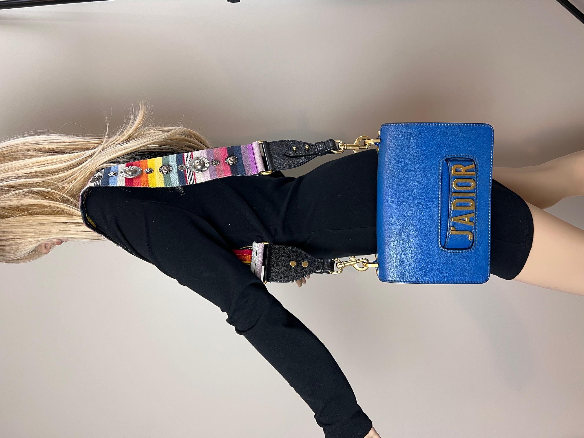 Christian Dior CD J'ADIOR Blue Flap Leather Shoulder Bag For Sale 2