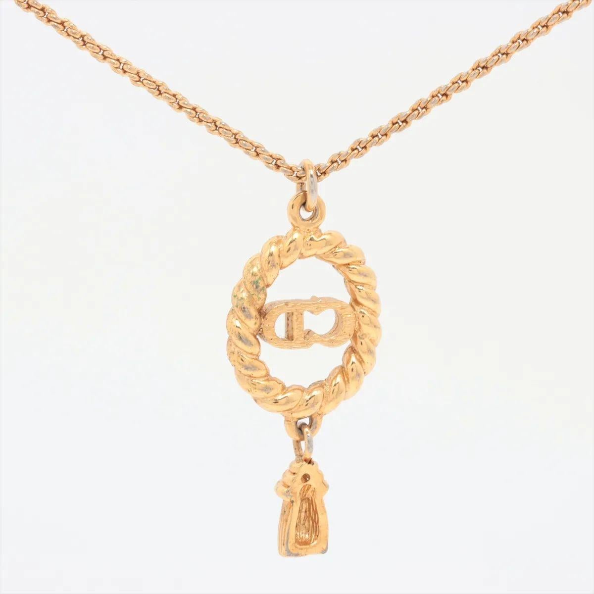 Christian Dior CD Logo Round Twist Pendant Necklace In Good Condition For Sale In Humacao, PR