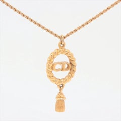 Christian Dior CD Logo Round Twist Pendant Necklace