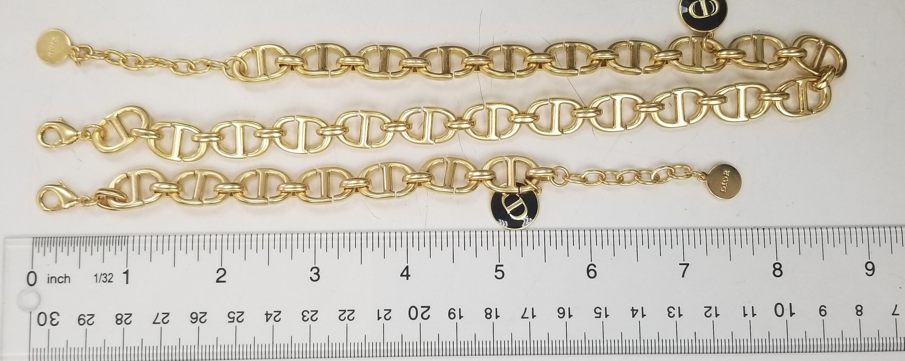 Christian Dior CD Collier, bracelet et boucles d'oreilles en or avec chaîne réglable Unisexe 