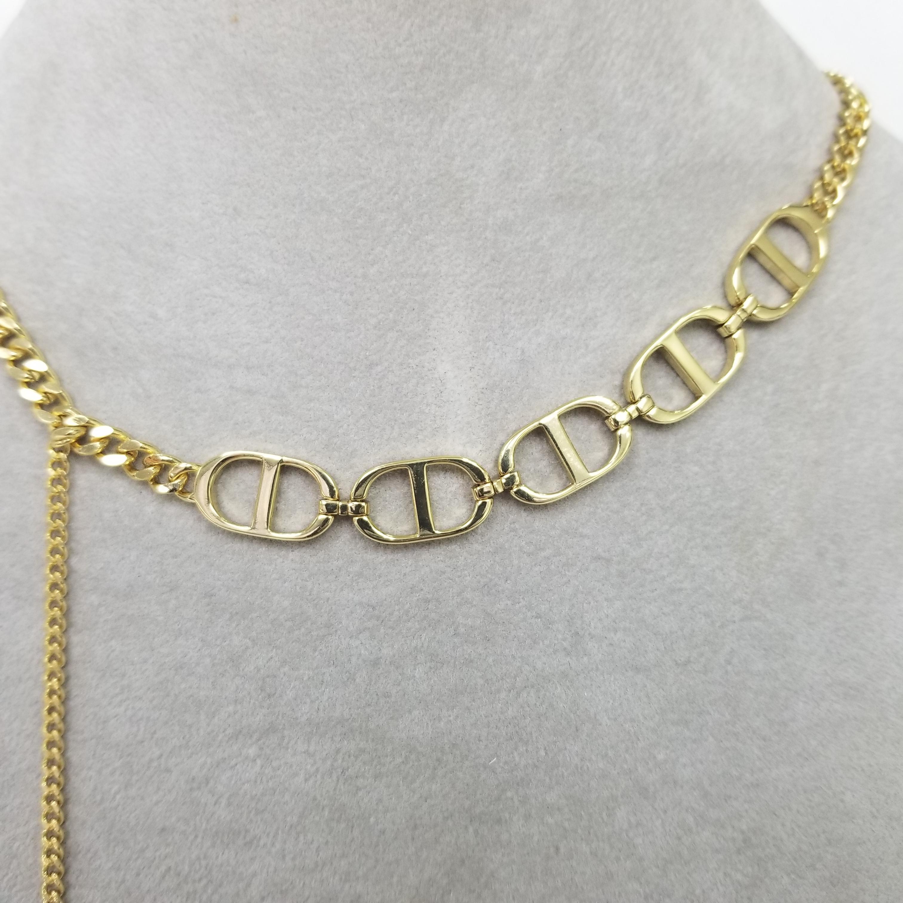 Christian Dior CD necklace in gold with adjustable chain