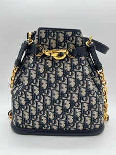 Christian Dior C'est Dior Bucket Bag Oblique Jacquard Blue Gold CD Lock