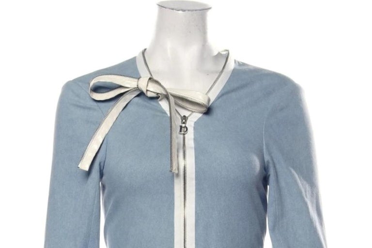 Christian Dior Chambray Jacket with D Zipper For Sale at 1stDibs