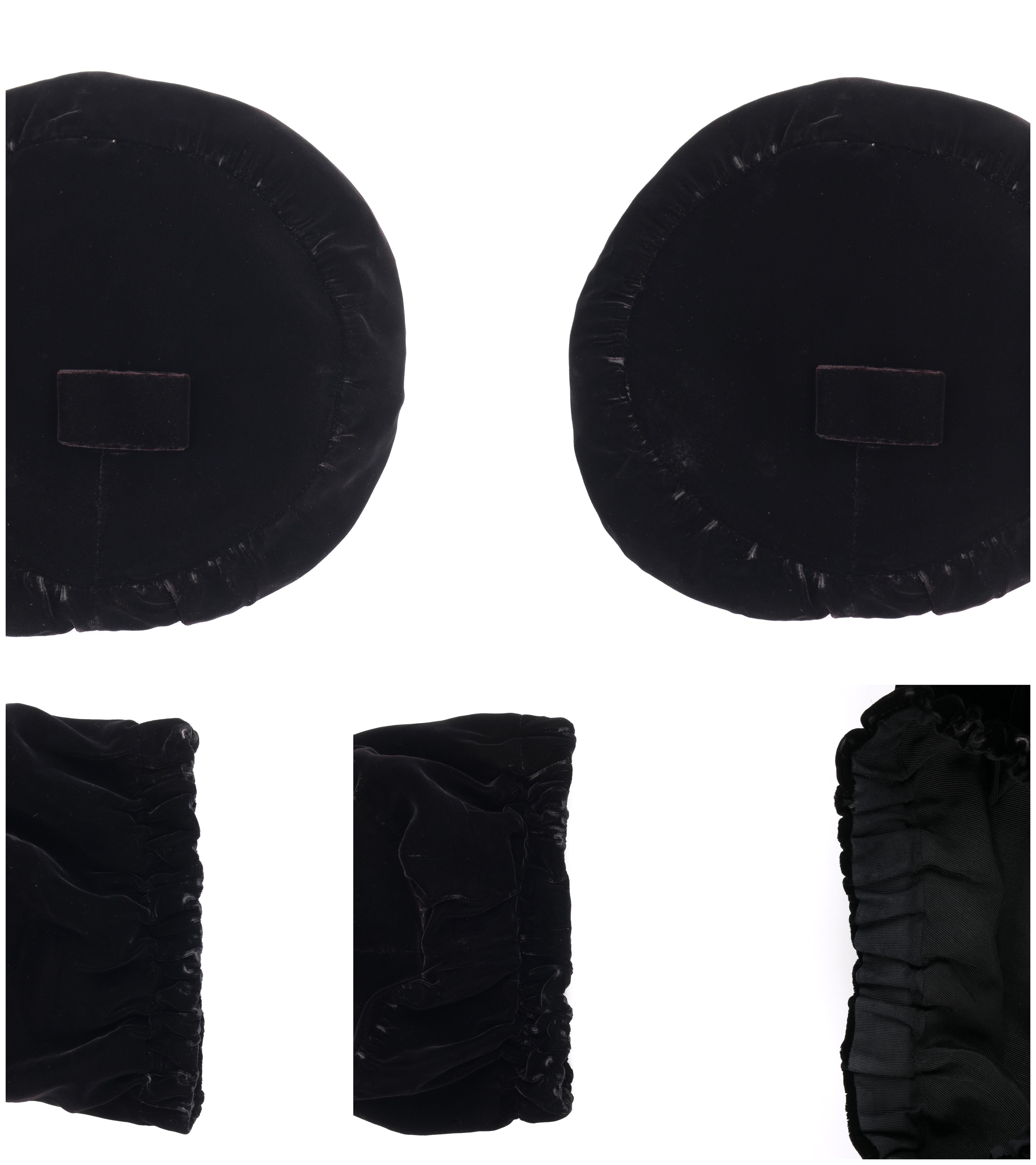 CHRISTIAN DIOR Chapeaux c.1960’s Marc Bohan Black Gathered Velvet Beret Hat 3