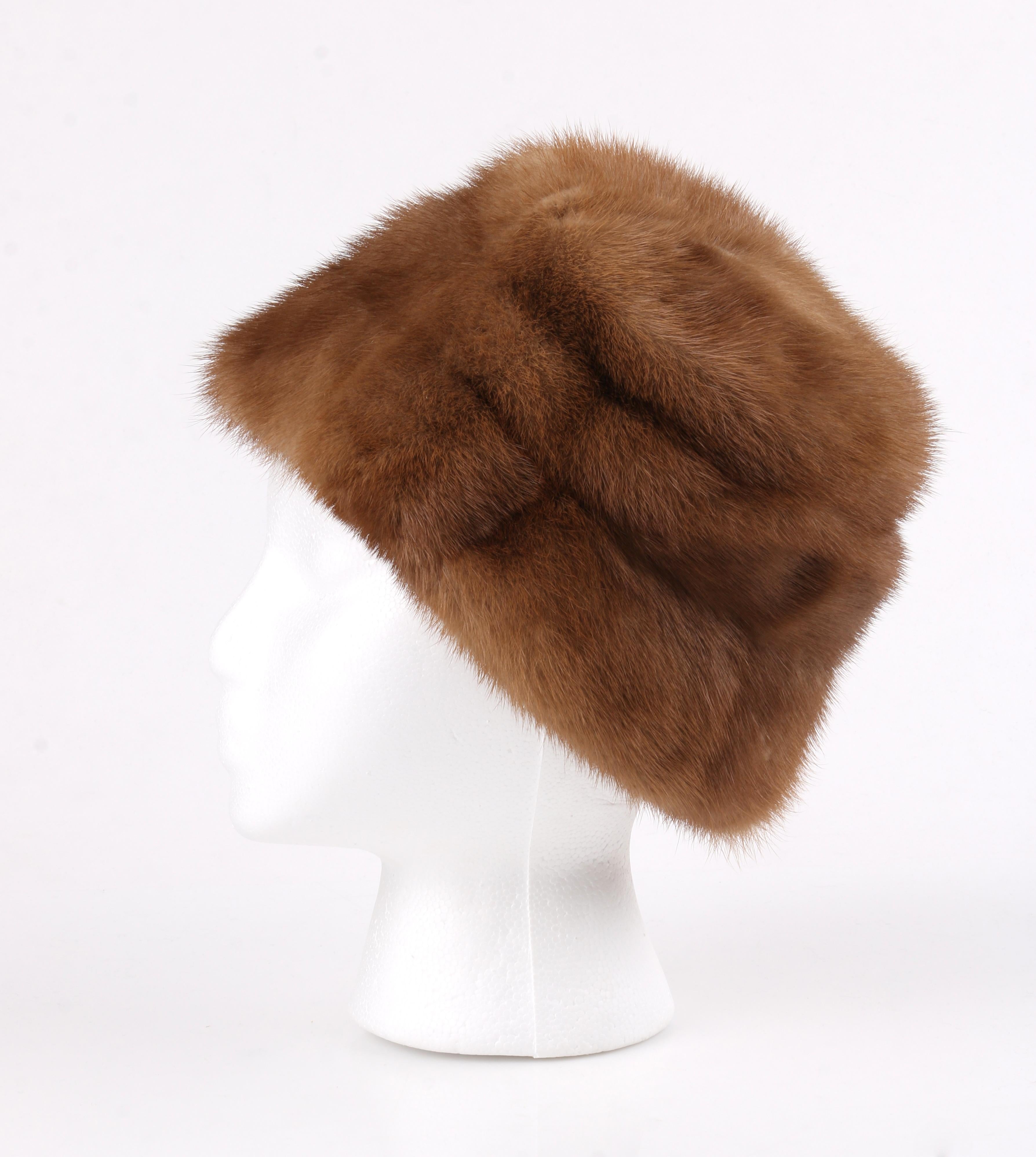 CHRISTIAN DIOR Chapeaux c.1960’s Marc Bohan Brown Mink Fur Tiered Cossack Hat In Excellent Condition In Thiensville, WI