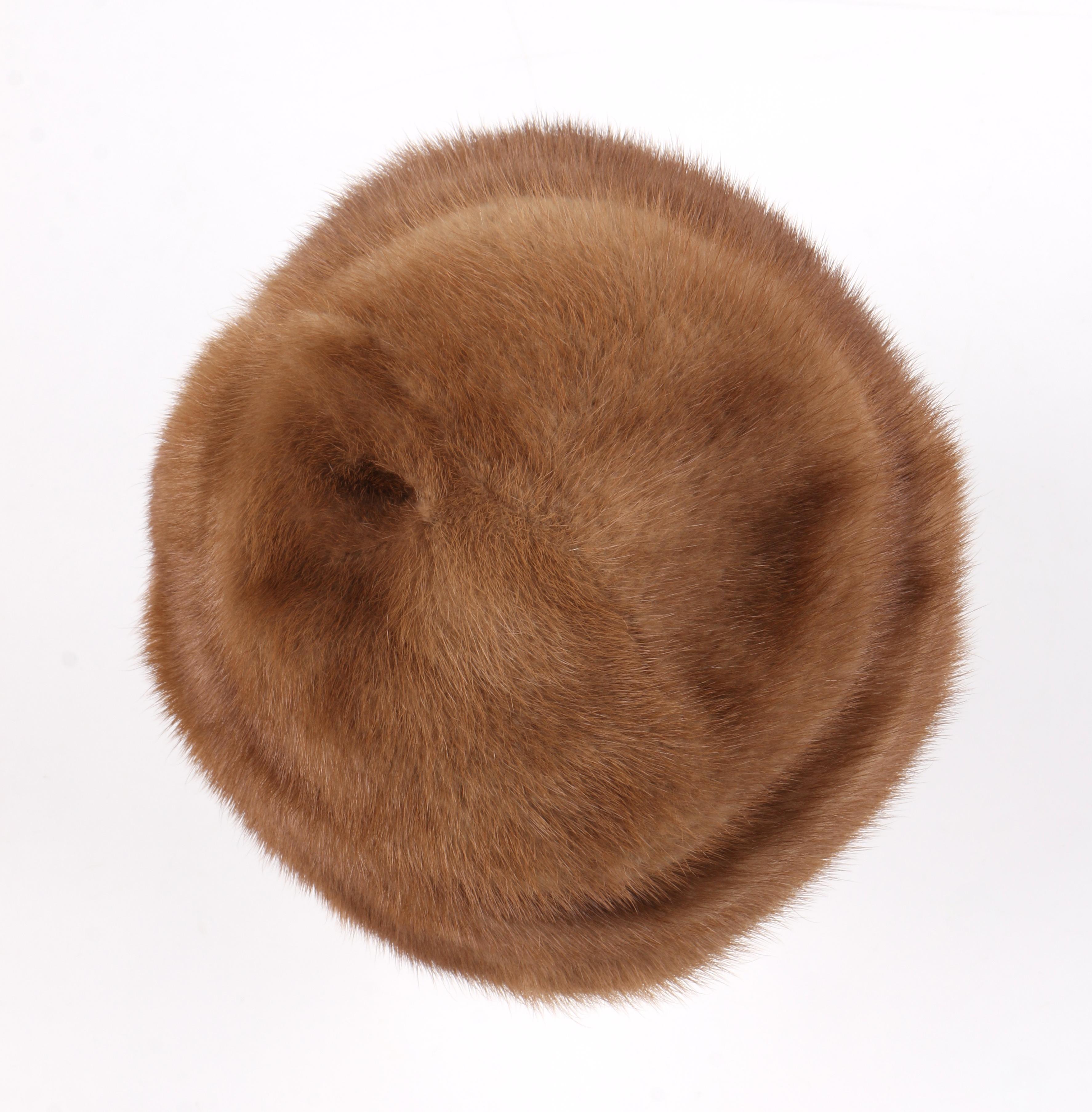 Women's CHRISTIAN DIOR Chapeaux c.1960’s Marc Bohan Brown Mink Fur Tiered Cossack Hat