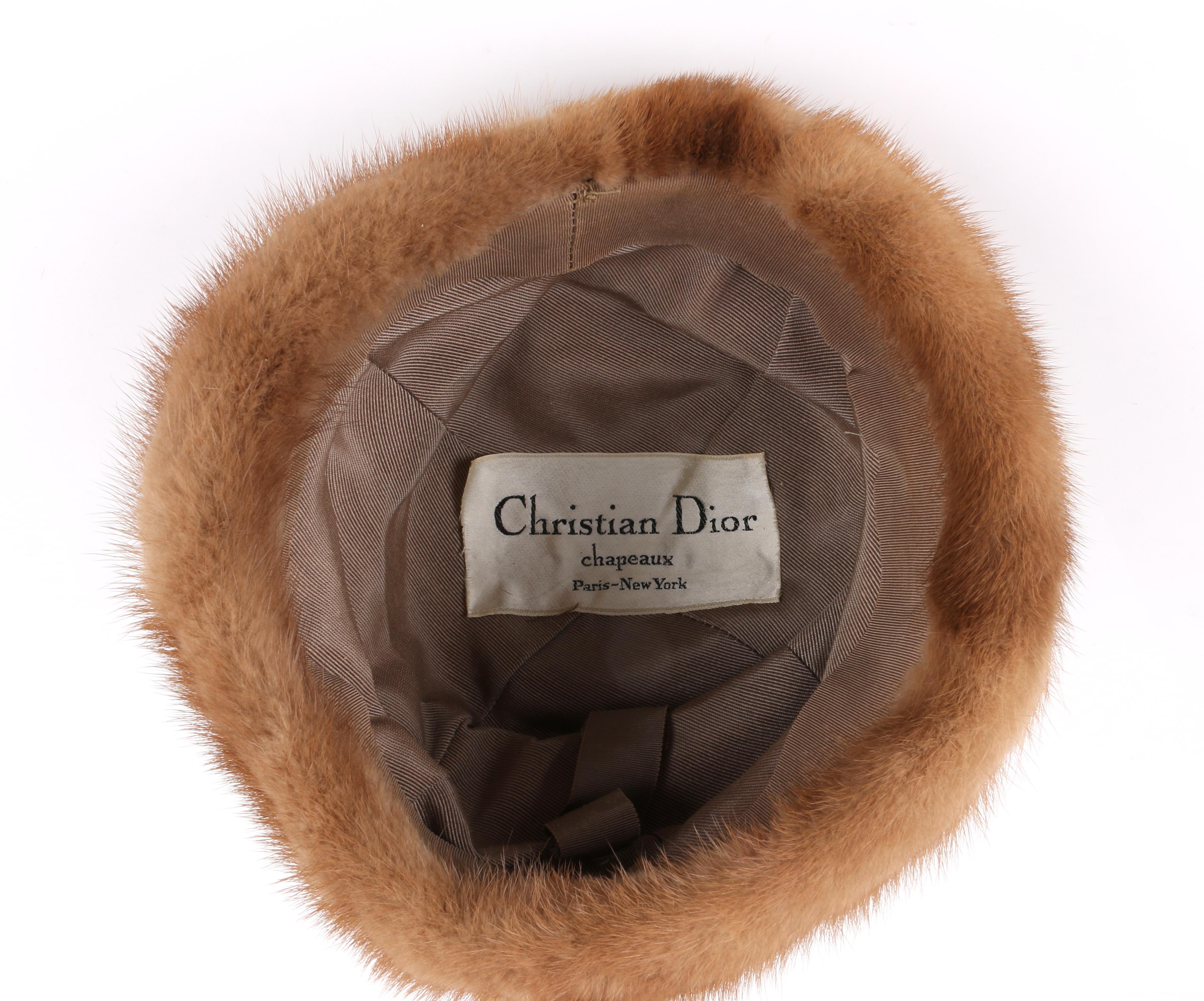 CHRISTIAN DIOR Chapeaux c.1960’s Marc Bohan Brown Mink Fur Tiered Cossack Hat 1