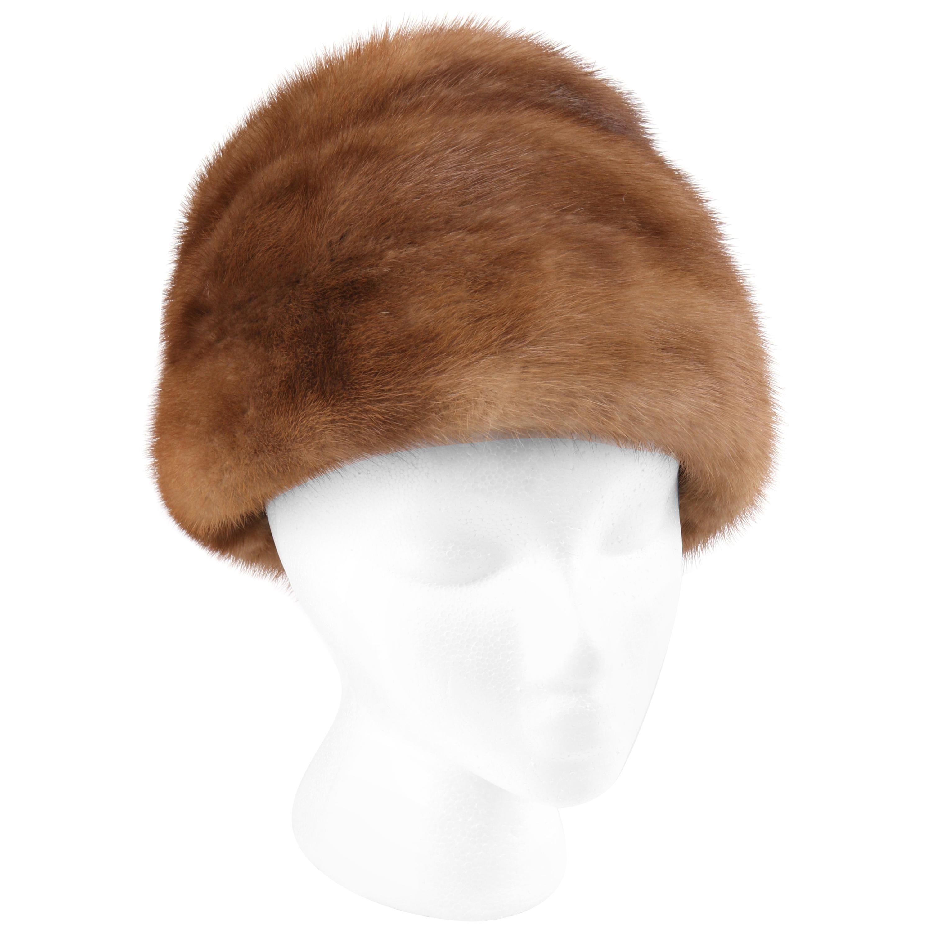 CHRISTIAN DIOR Chapeaux c.1960’s Marc Bohan Brown Mink Fur Tiered Cossack Hat
