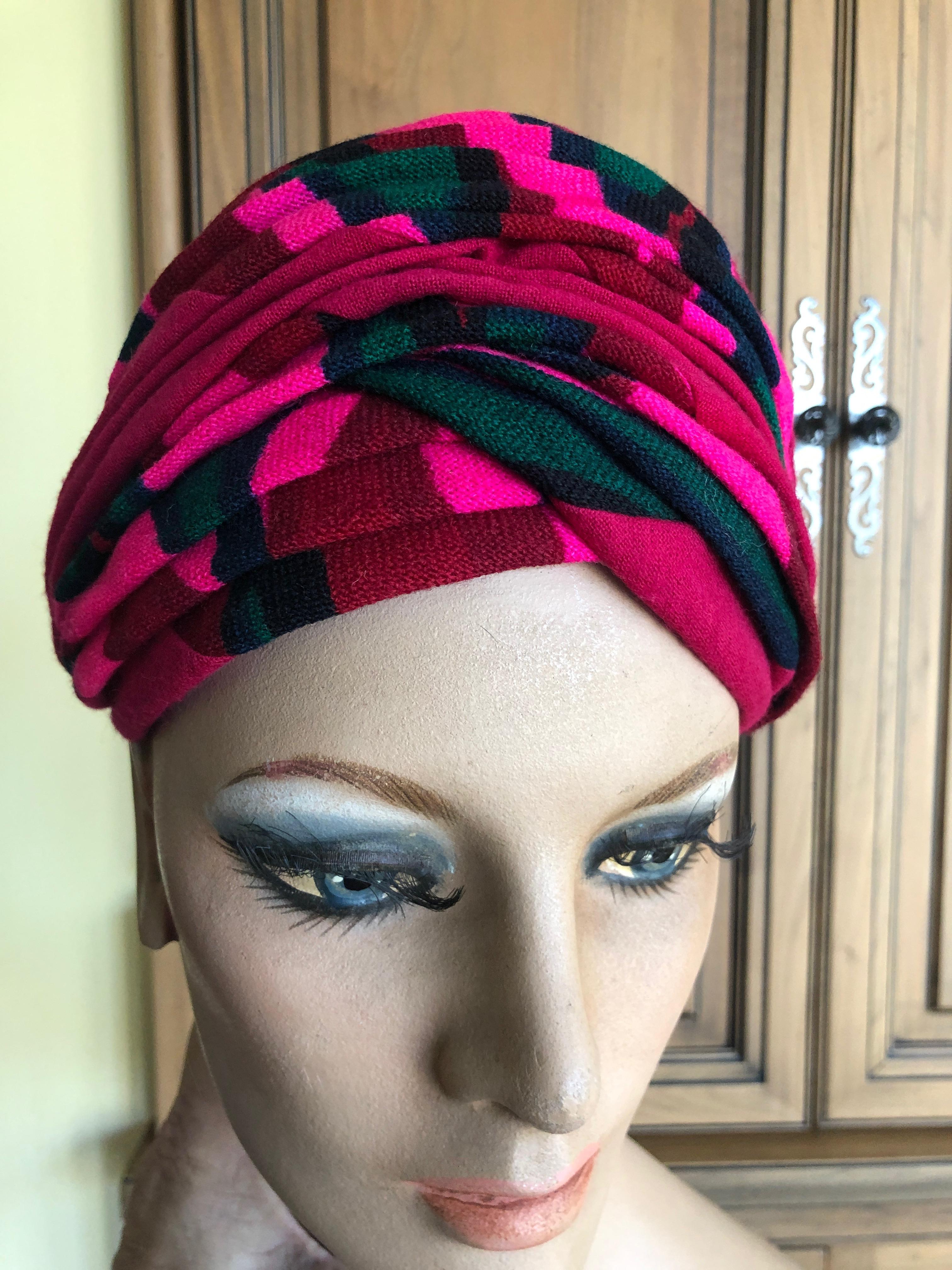 Black Christian Dior Chapeaux Colorful 60's Turban   For Sale