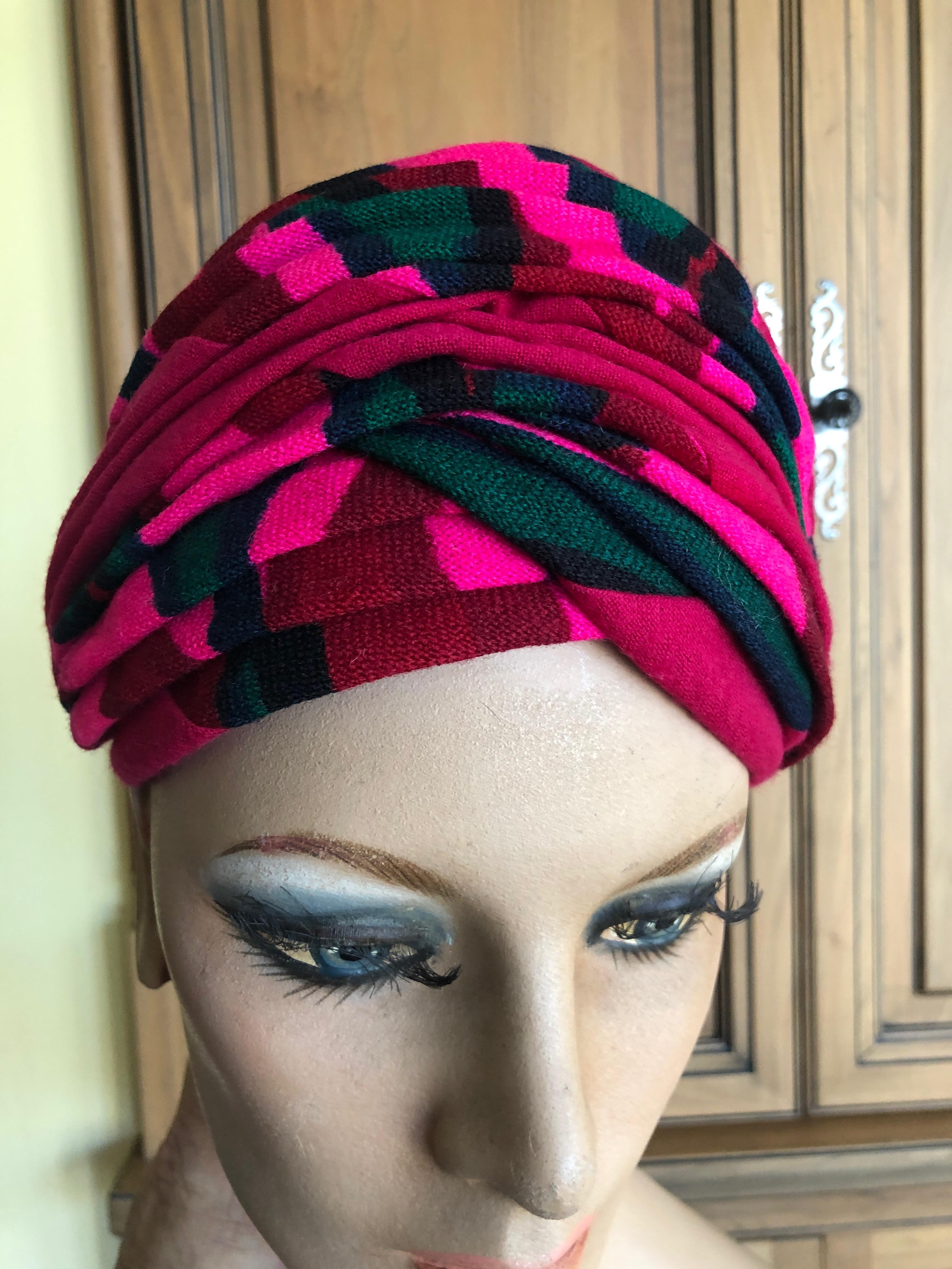 Christian Dior Chapeaux Colorful 60's Turban   In Excellent Condition For Sale In Cloverdale, CA