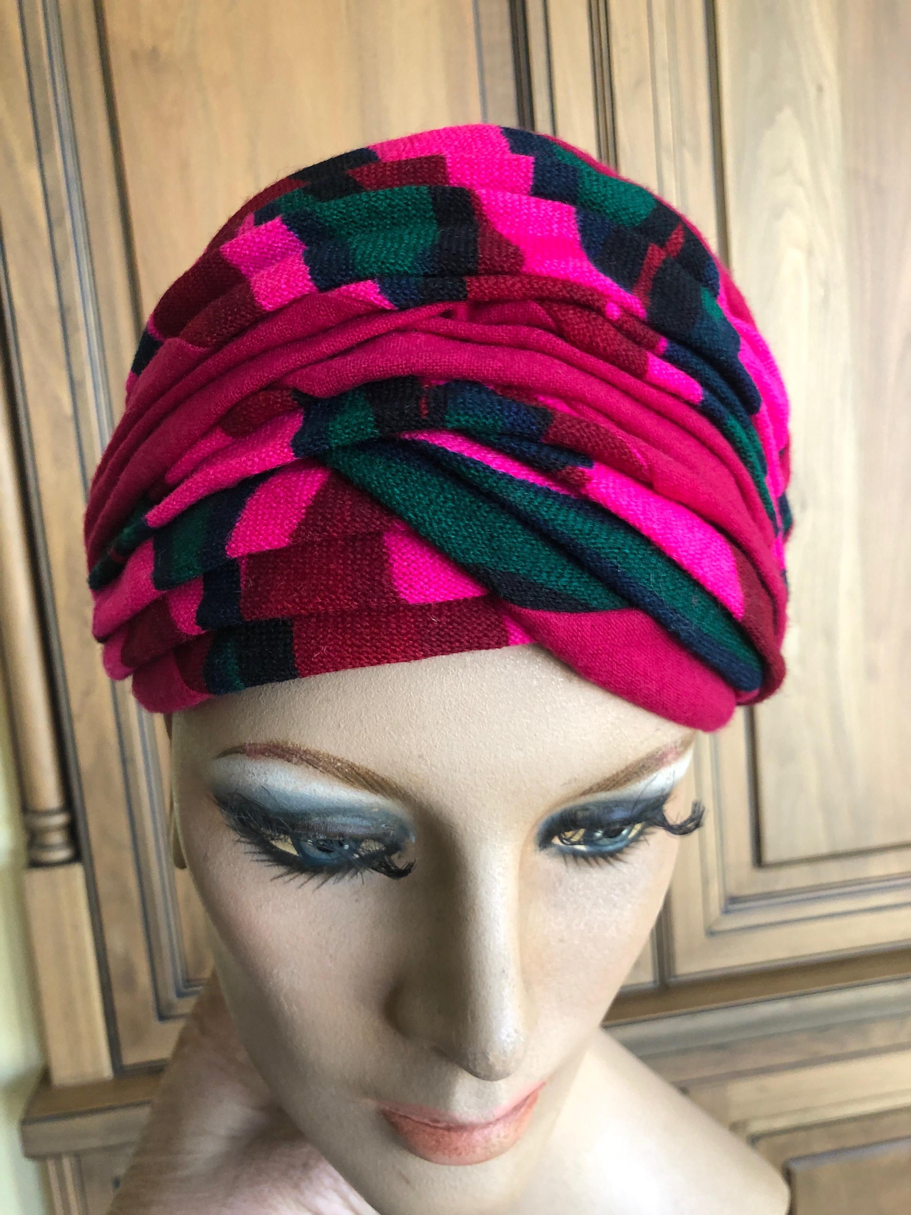 Women's or Men's Christian Dior Chapeaux Colorful 60's Turban   For Sale