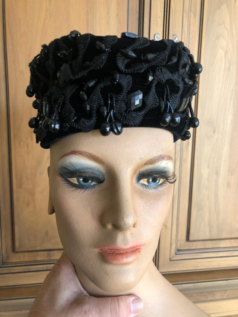Christian Dior Chapeaux Embellished Vintage 1950 Black ...