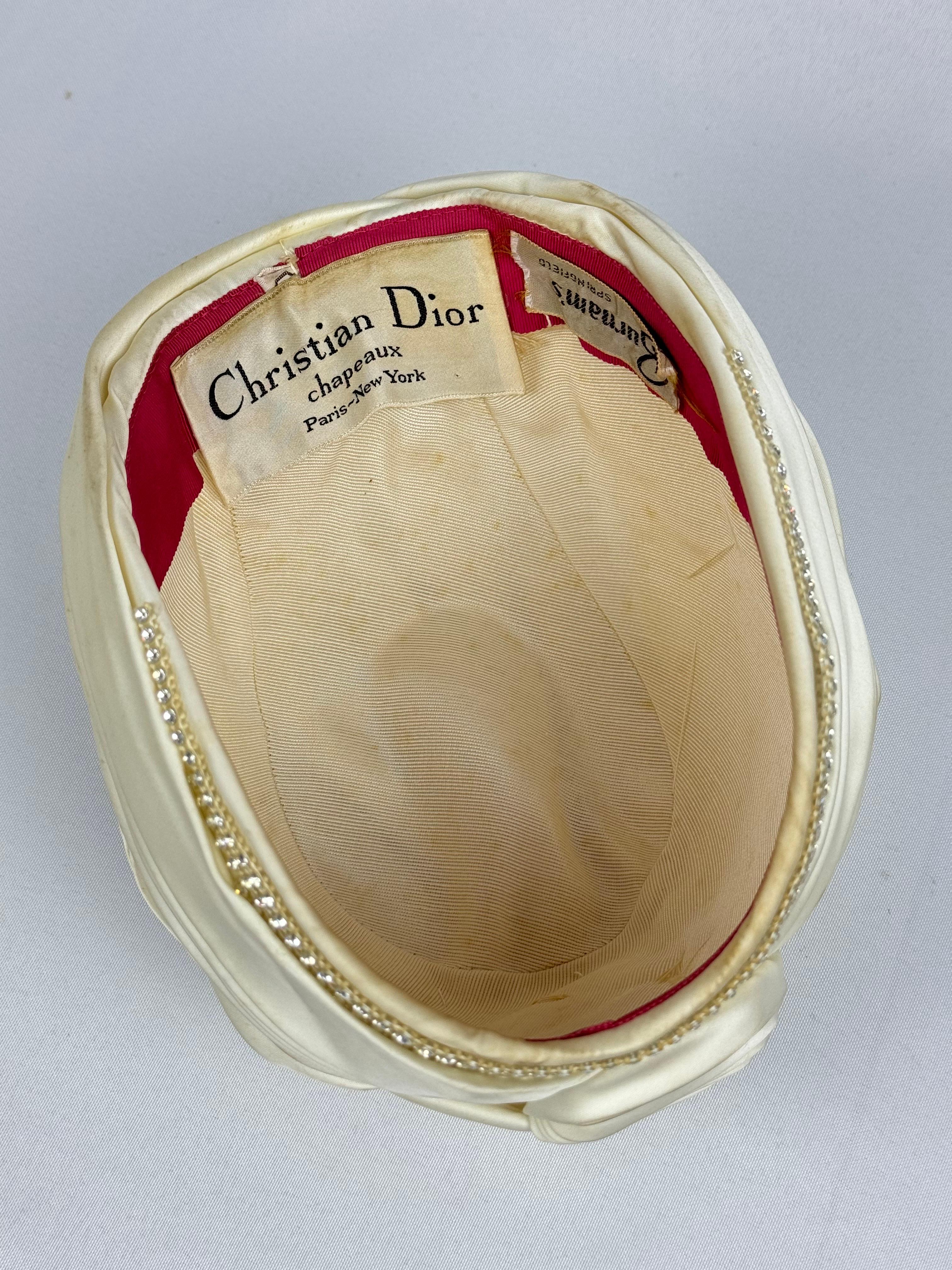 Christian Dior Chapeaux Silk Turbin With Rhinestone Accents For Sale 12