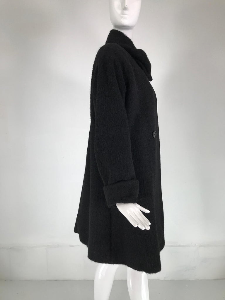 Christian Dior Charcoal Grey Mohair & Wool Winter Coat 1980s In Good Condition For Sale In West Palm Beach, FL