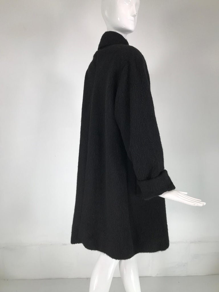 Women's Christian Dior Charcoal Grey Mohair & Wool Winter Coat 1980s For Sale