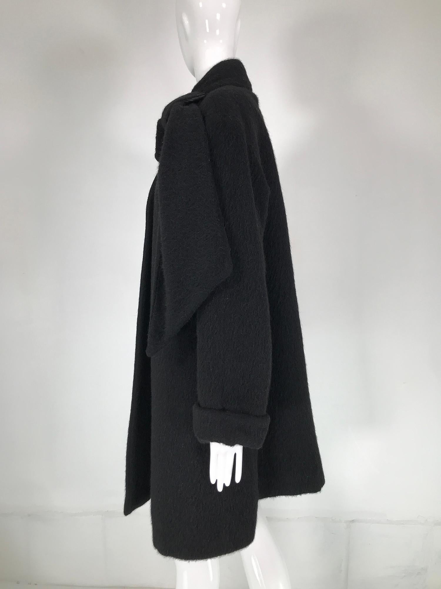 Women's Christian Dior Charcoal Grey Mohair & Wool Winter Coat 1980s For Sale