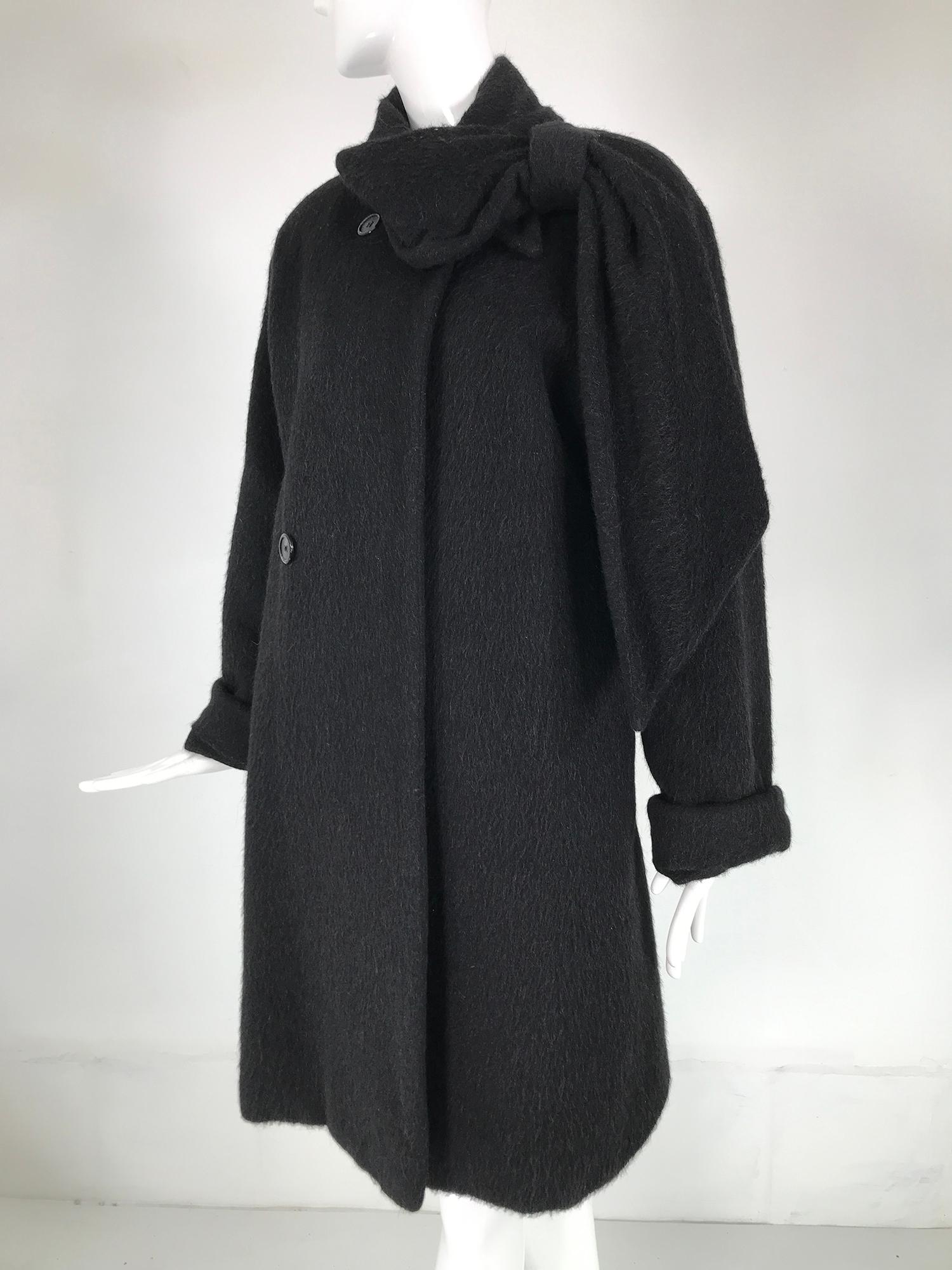 Christian Dior Charcoal Grey Mohair & Wool Winter Coat 1980s For Sale 1