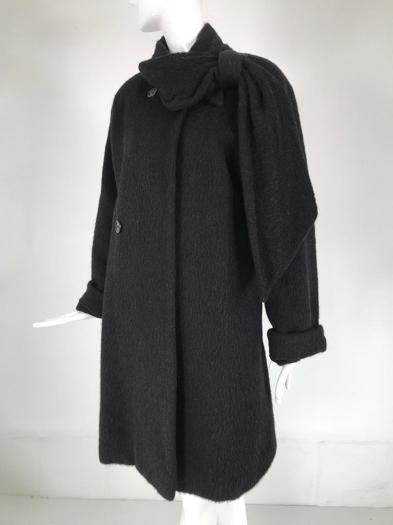 Christian Dior Charcoal Grey Mohair & Wool Winter Coat 1980s For Sale 3