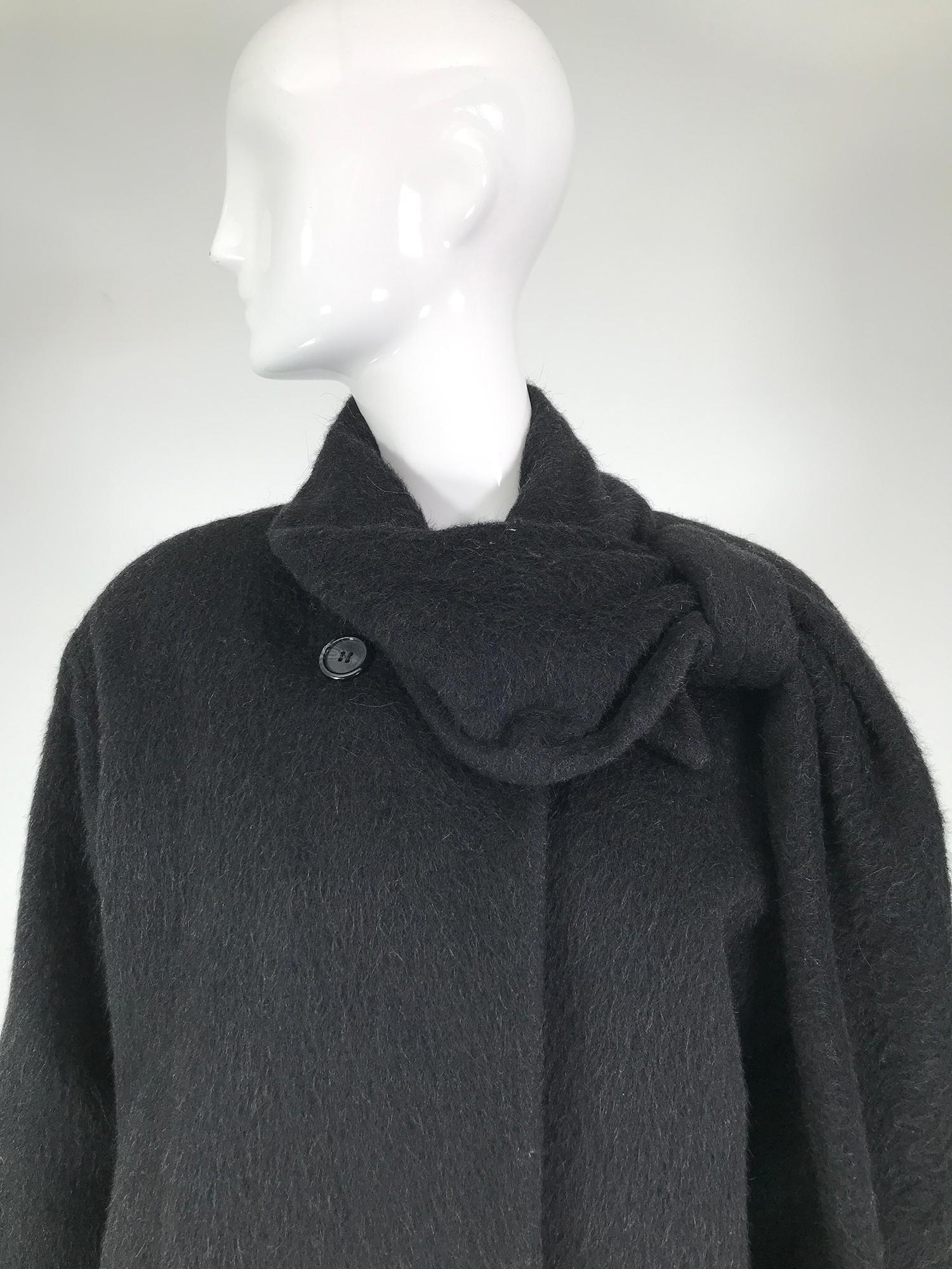 Christian Dior Charcoal Grey Mohair & Wool Winter Coat 1980s For Sale 2