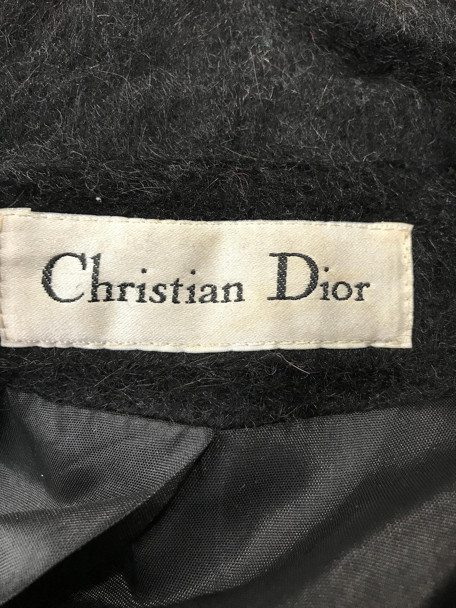 Christian Dior Charcoal Grey Mohair & Wool Winter Coat 1980s For Sale 3