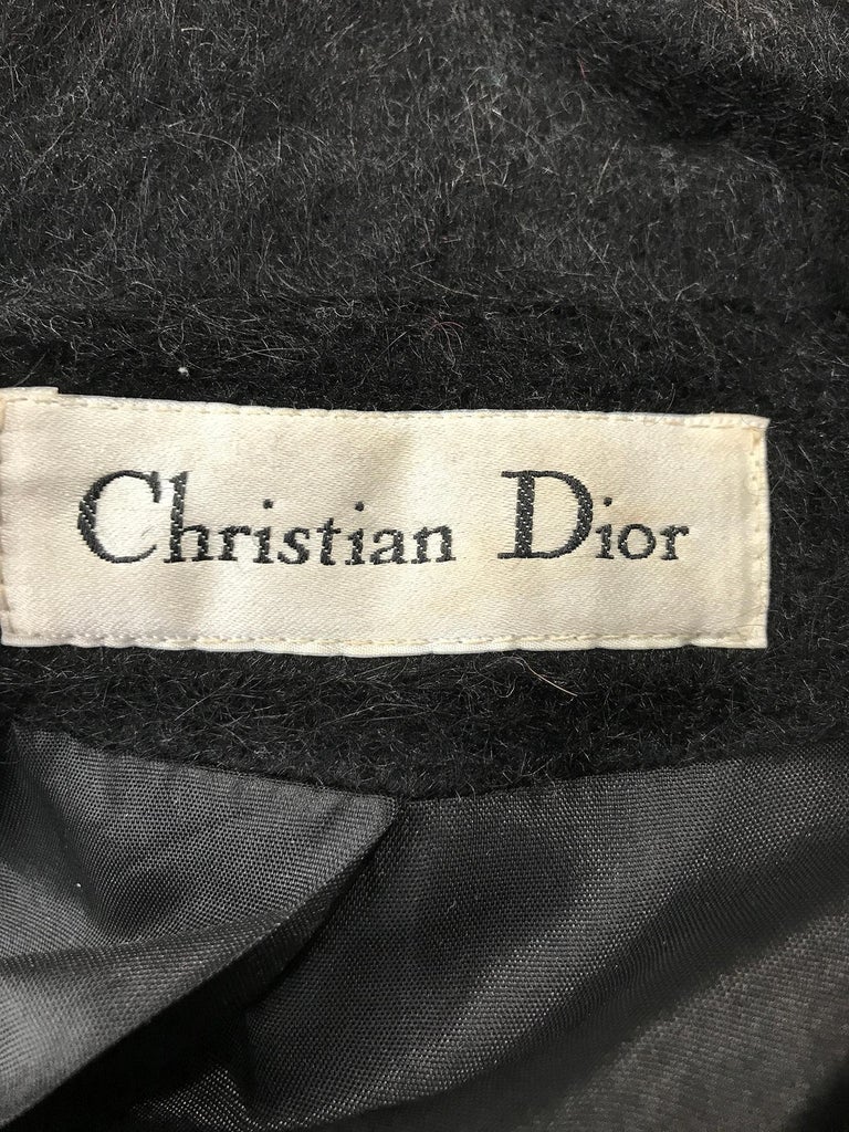 Christian Dior Charcoal Grey Mohair & Wool Winter Coat 1980s For Sale 5