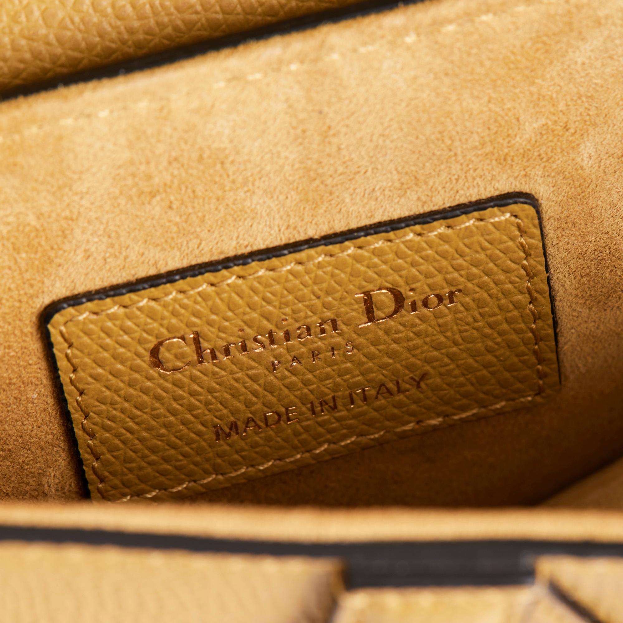 CHRISTIAN DIOR Chartreuse Grained Calfskin Leather Mini Saddle Bag 1