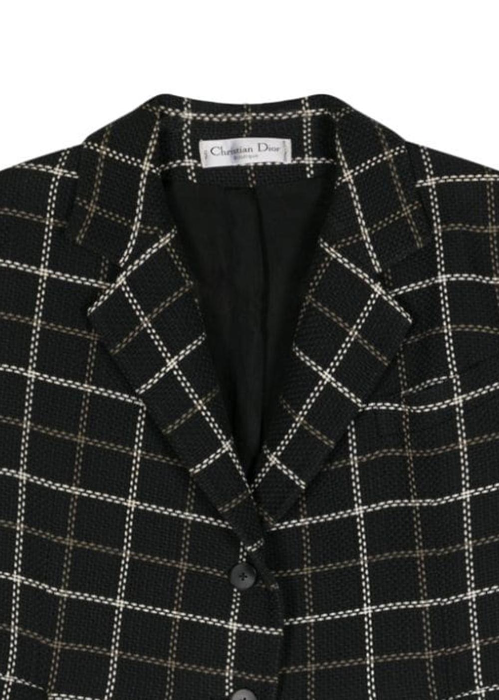 Christian Dior Check-Pattern Box Jacke (Schwarz) im Angebot