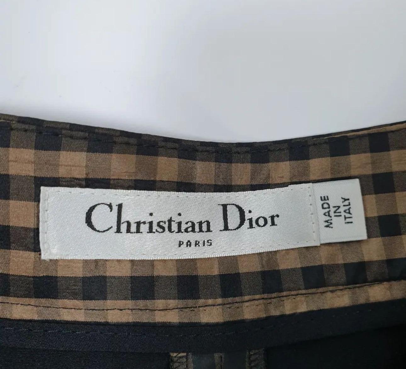 Women's Christian Dior Checkered Silk Mini Shorts