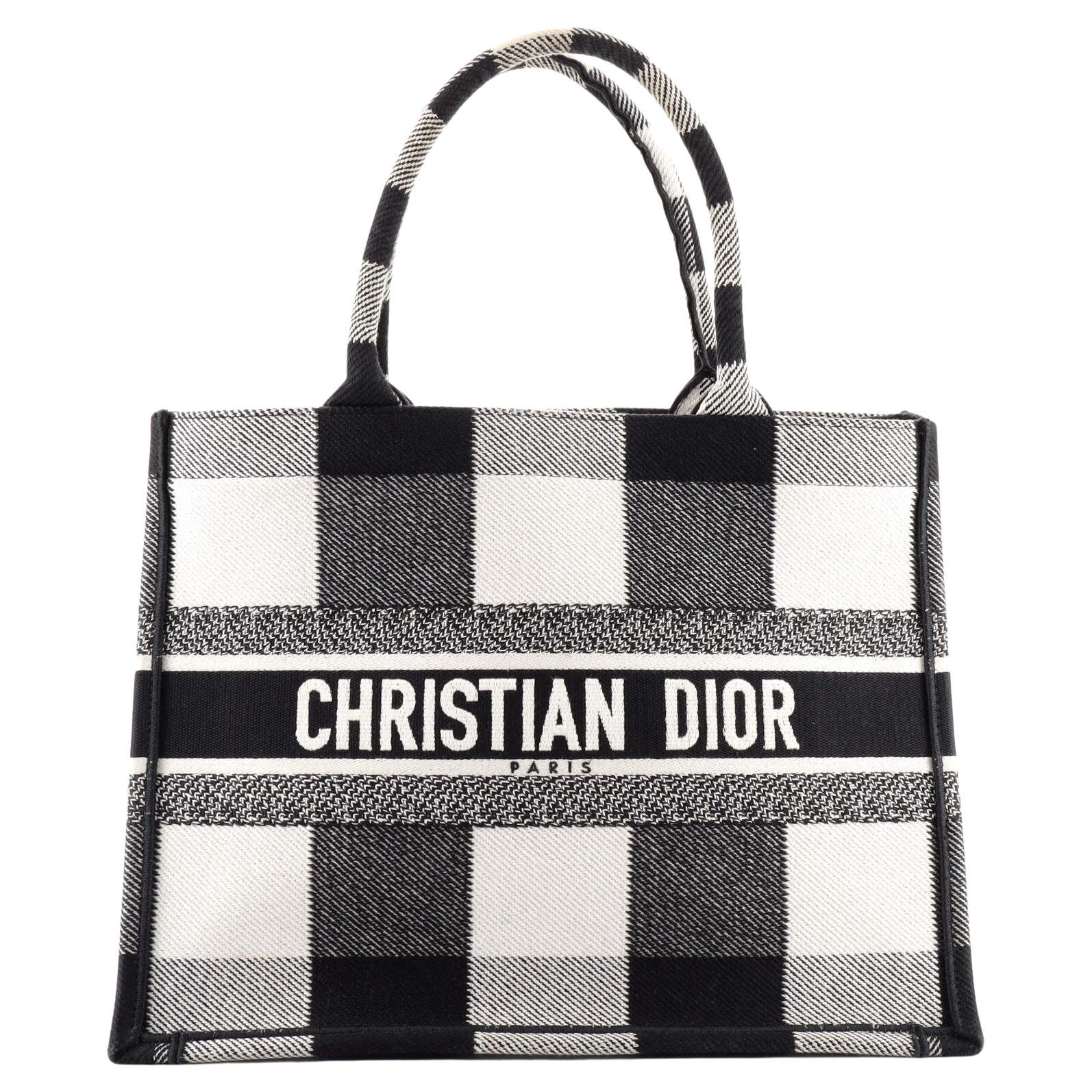 Christian Dior Check'N'Dior Book Tote Plaid Canvas Small