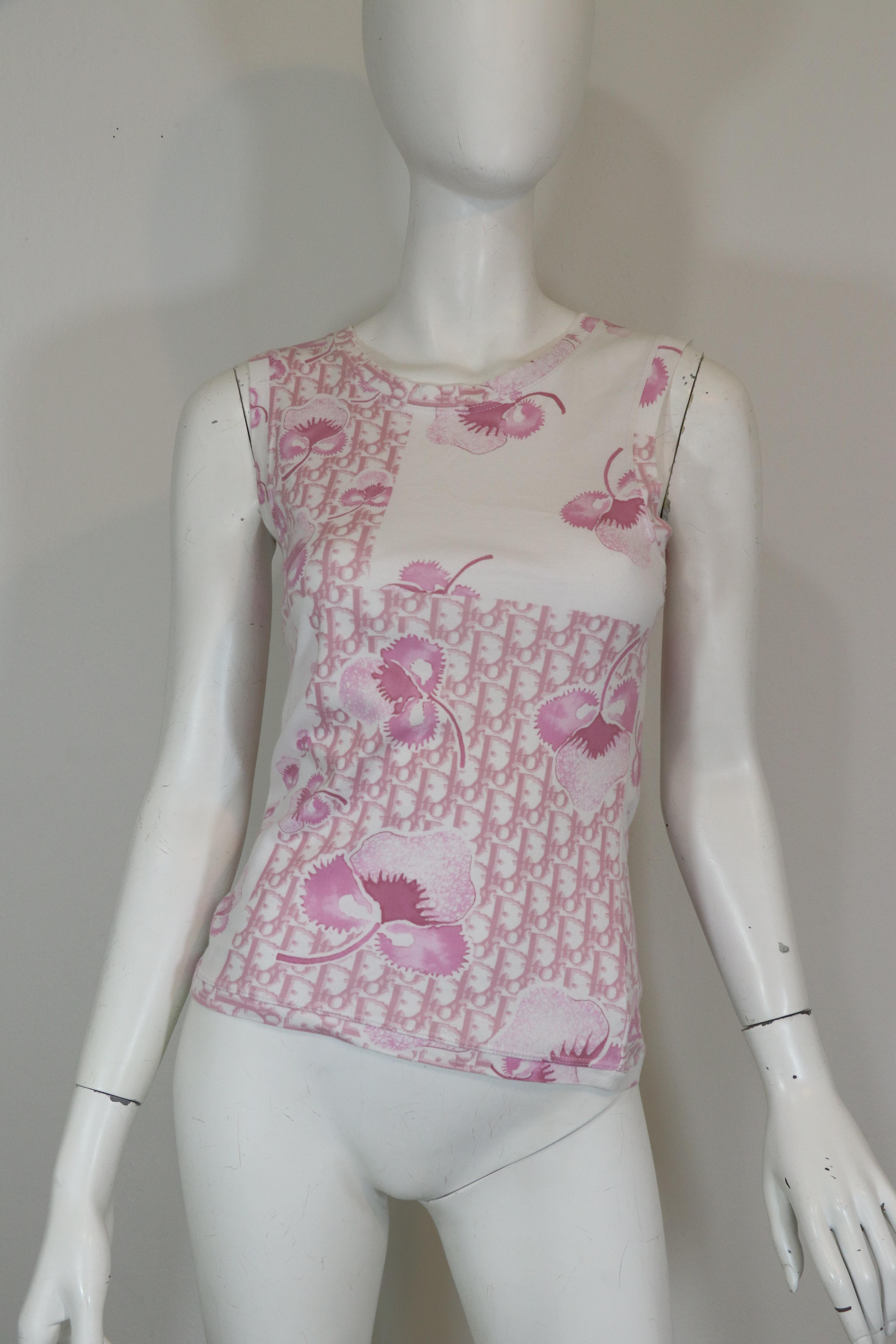 Christian Dior Kirschblüte Diorissimo Logo T Shirt Resort 2005 (Beige)