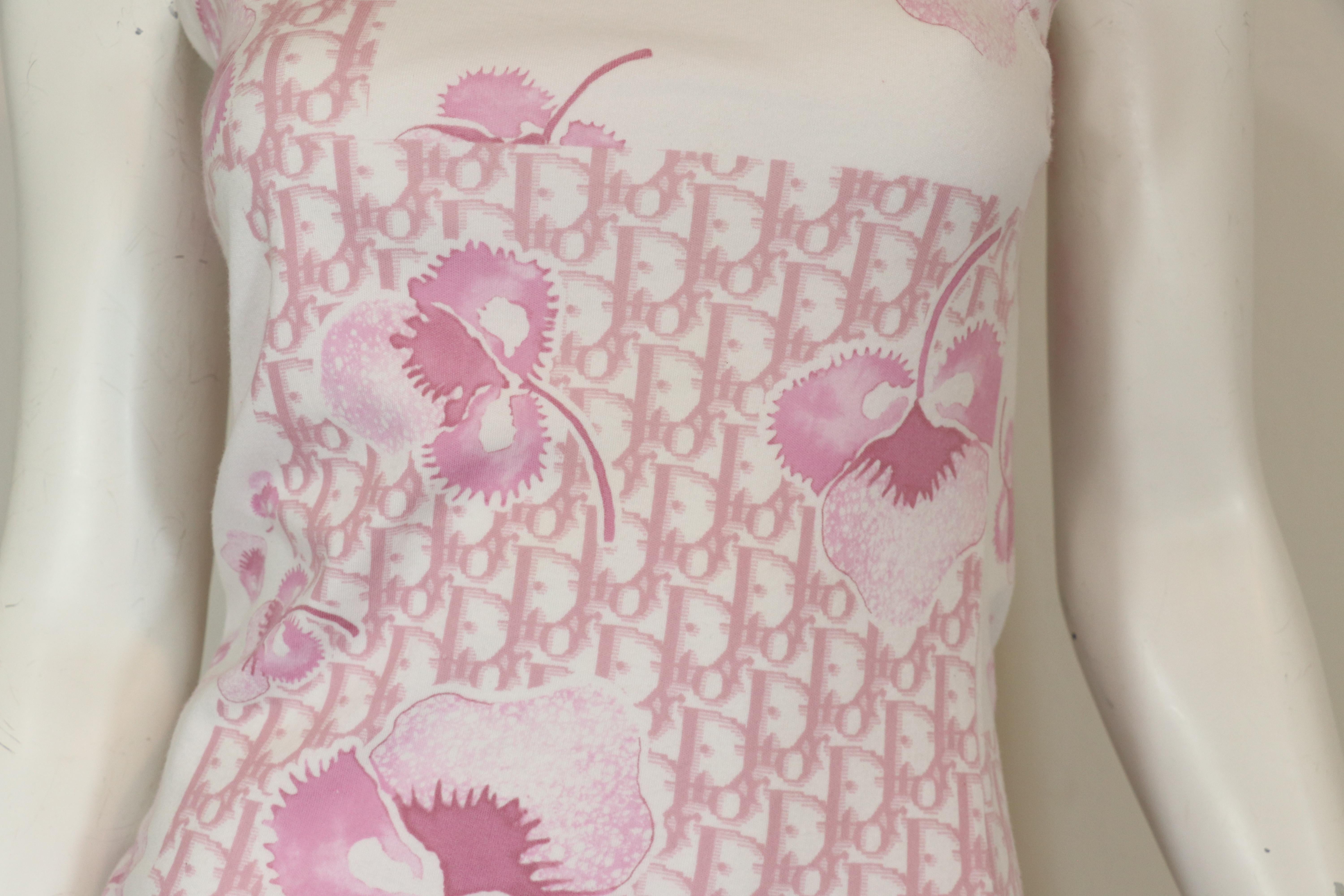 Christian Dior Kirschblüte Diorissimo Logo T Shirt Resort 2005 für Damen oder Herren