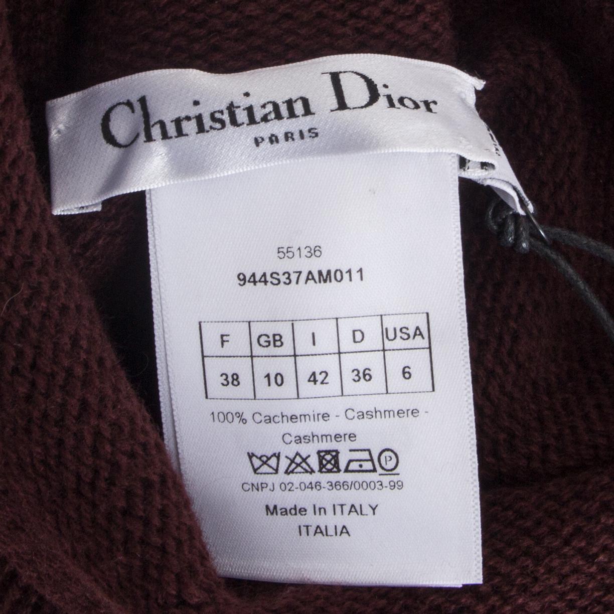 Black CHRISTIAN DIOR chestnut brown cashmere Turtleneck Sweater 38 S
