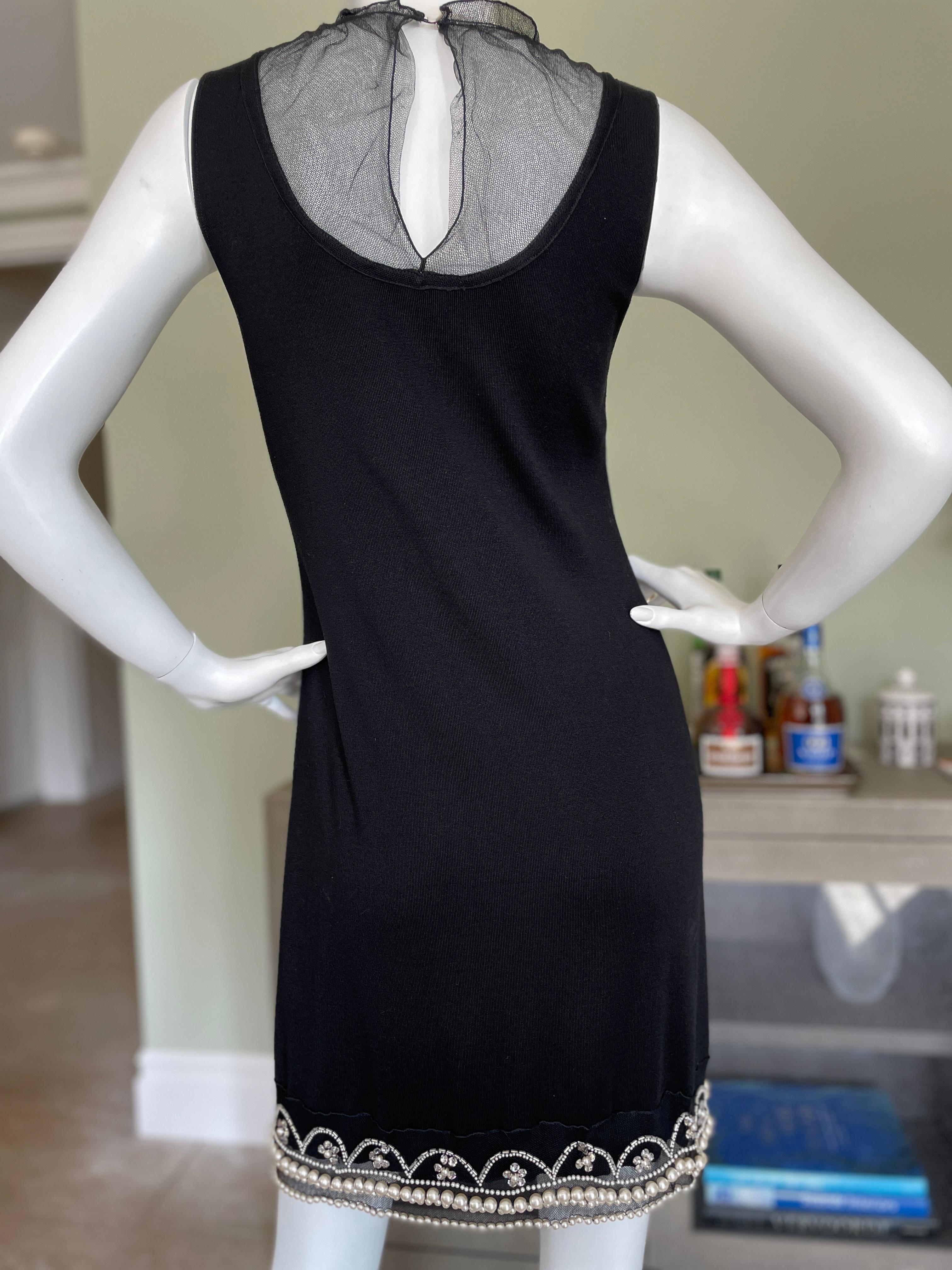 Christian Dior Chic Silk Dress with Lesage Trompe-l'œil Pearl and Crystal Jewels For Sale 1