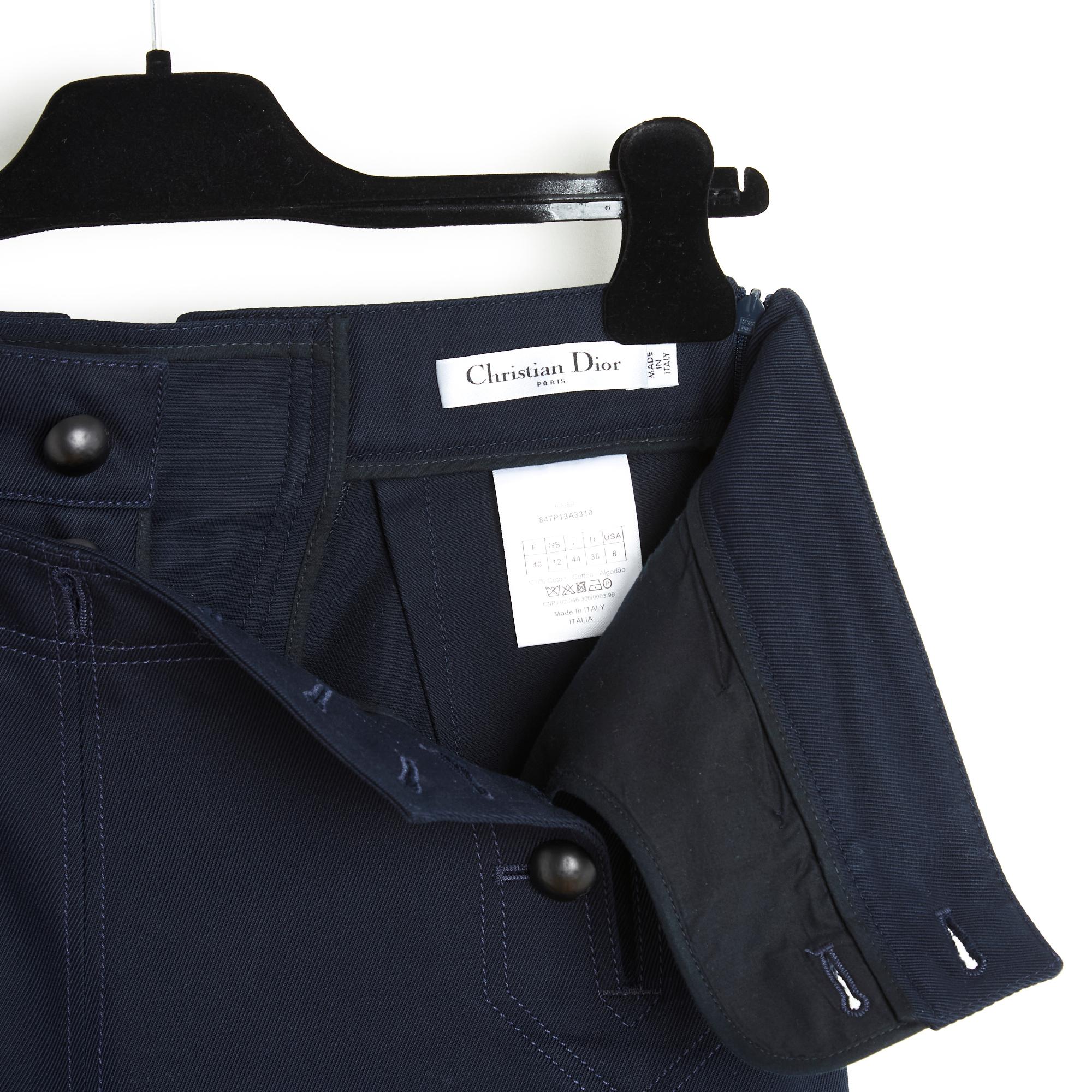 Women's or Men's Christian Dior Chiuri Pantalon FR40 Navy Cotton Sailor Pants US29