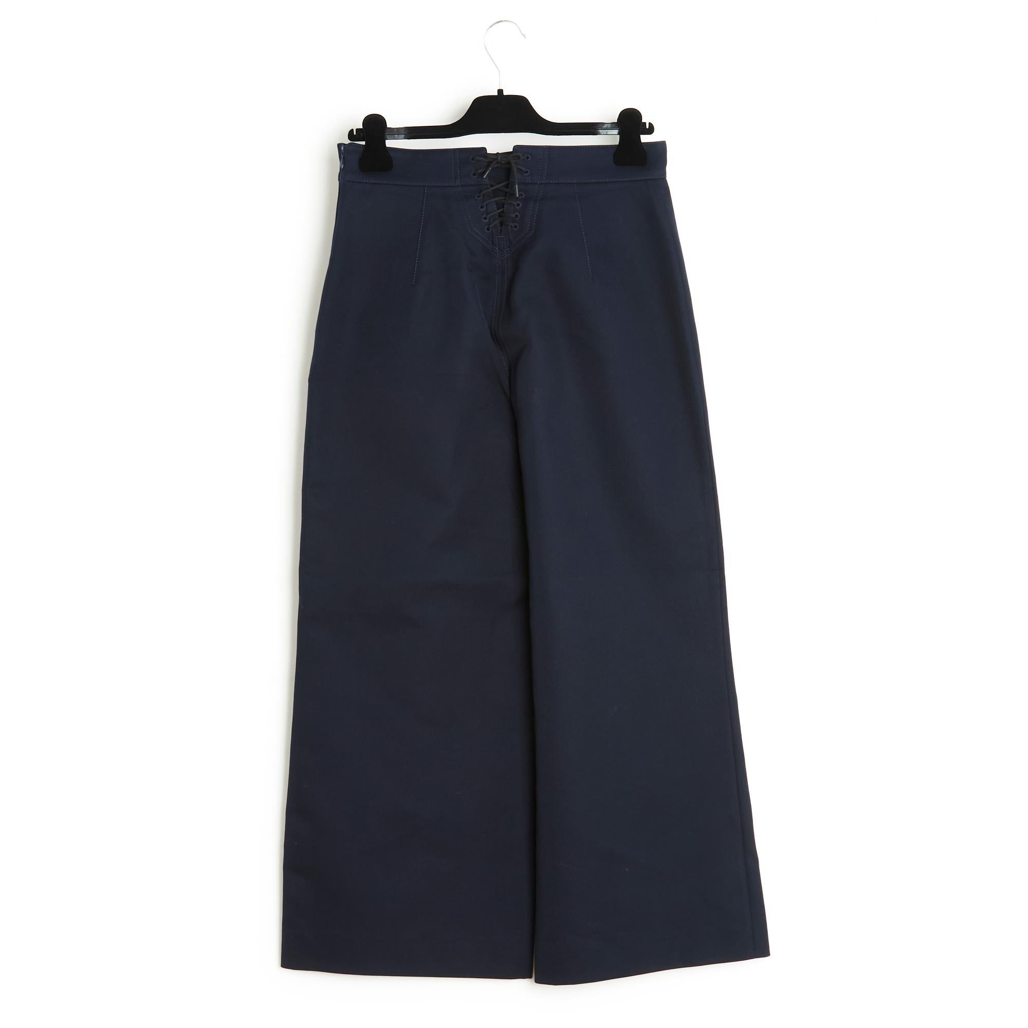 Christian Dior Chiuri Pantalon FR40 Navy Cotton Sailor Pants US29 1