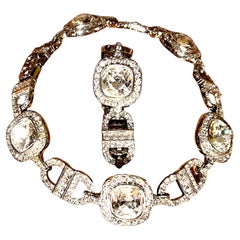 Christian Dior  chocker and bracelet SET in silver base and big  Swarovski 